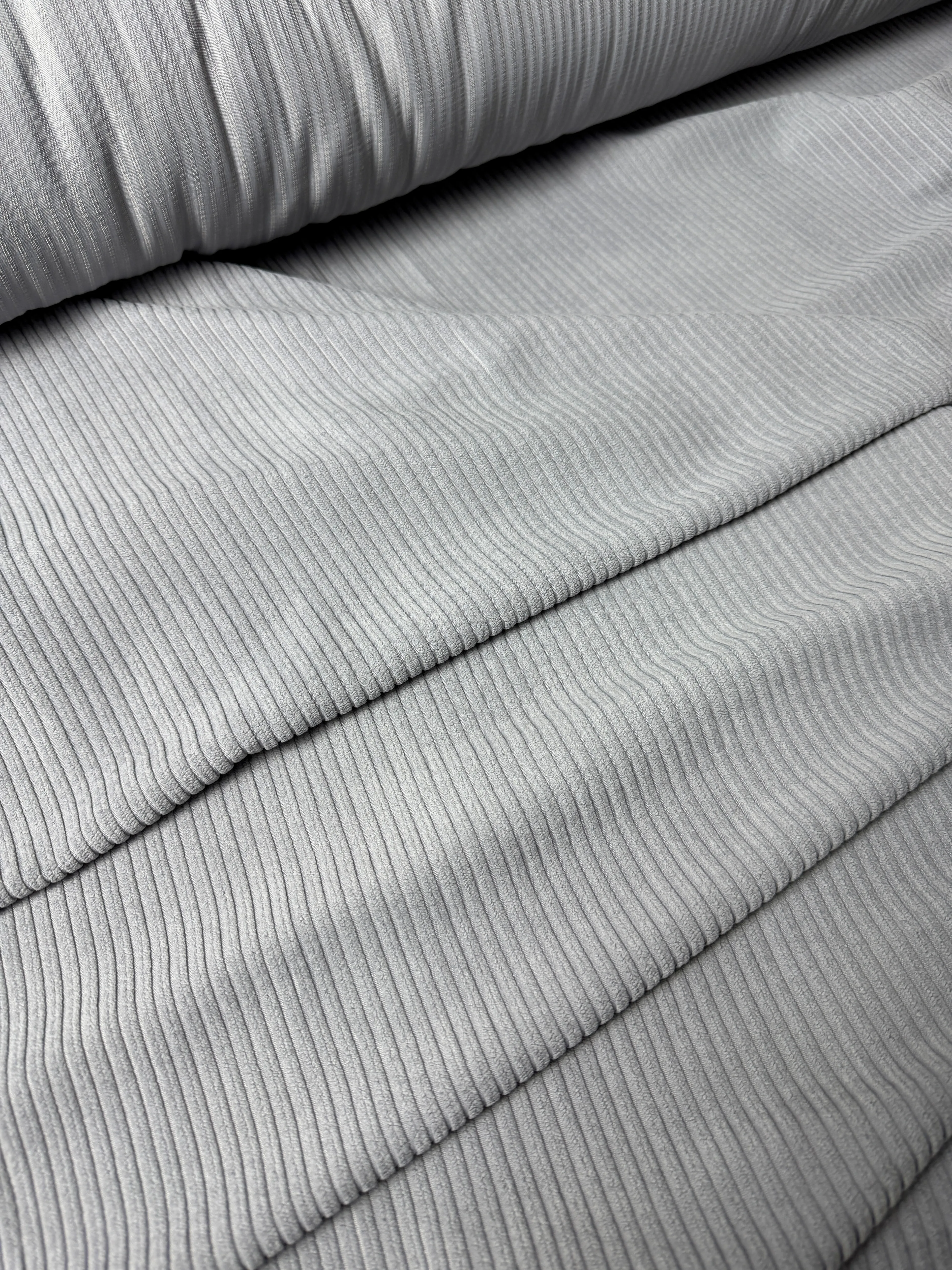 Premium Kalite İnce Pamuk Fitilli Kadife | 1 Metre | En: 150cm - Gri