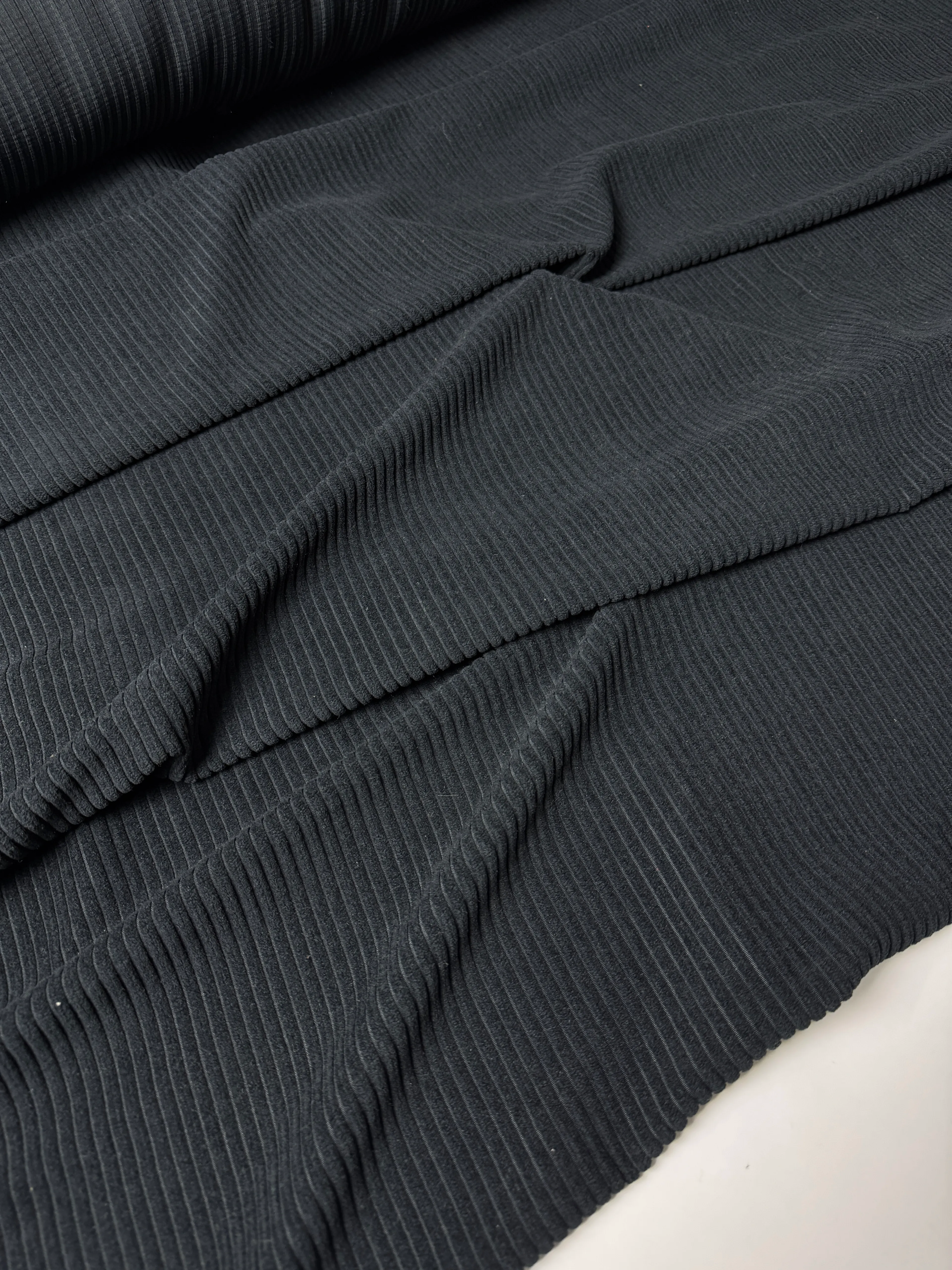 Premium Kalite İnce Pamuk Fitilli Kadife | 1 Metre | En: 150cm - Siyah