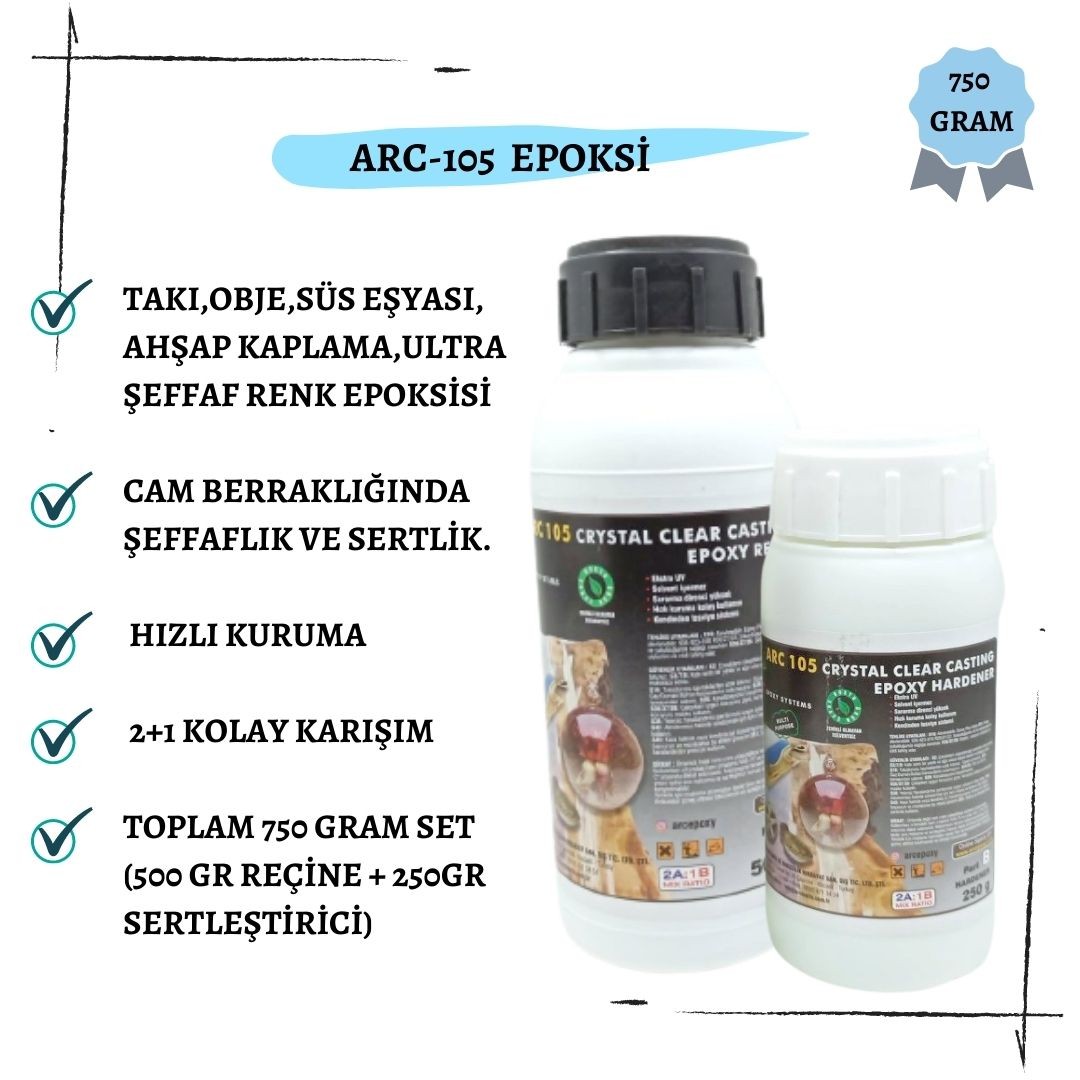 ARC105 ULTRA ŞEFFAF HOBİ EPOKSİ SETİ 750 GRAM