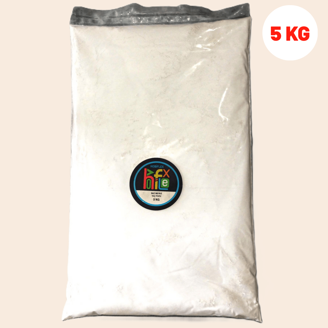 TAŞ TOZU HOBİ HARCI SERAMİK TOZU HEYKEL MUMLUK SAKSI YAPIMI ULTRA SERT MUKAVEMET İNCİ BEYAZI 5 KG