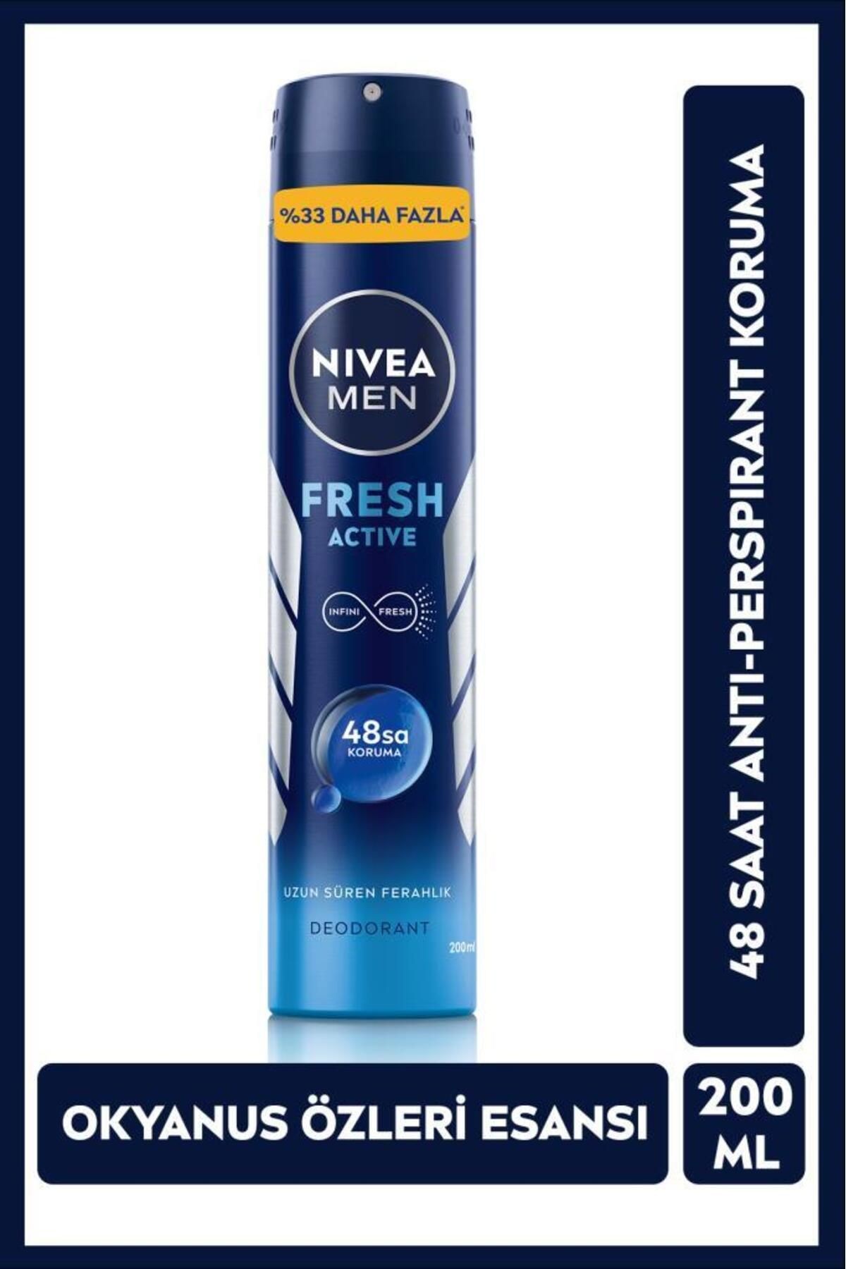 MEN Fresh Active Erkek Sprey Deodorant 200ml, Antiperspirant, Avantajlı boy