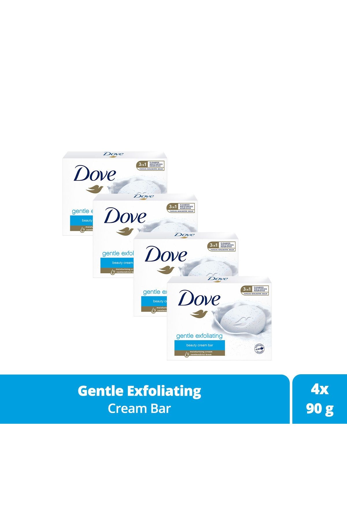 Beauty Cream Bar Katı Güzellik Sabunu Gentle Exfoliating Nemlendirici Etkili 90 G X4 Adet