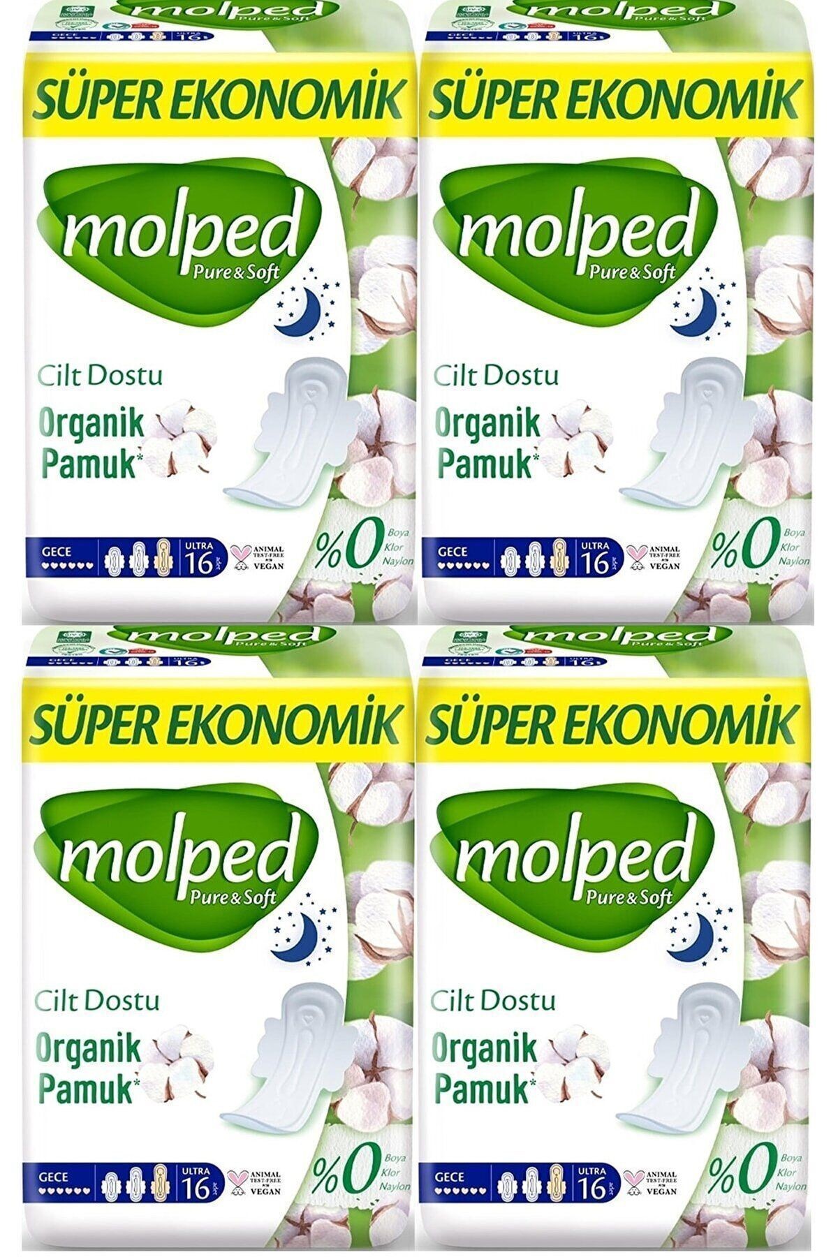 Pure &amp; Soft Gece Süper Ekonomik Ped 16 Lı X 4 Adet