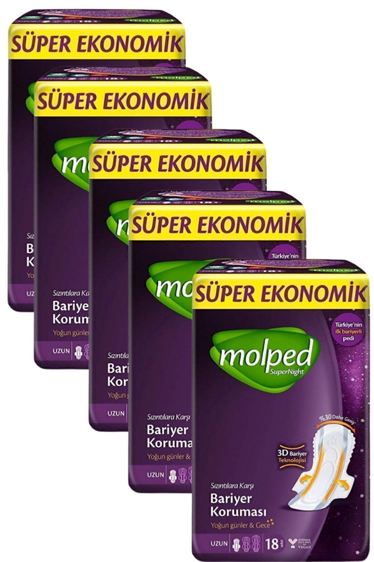 Supernight Uzun Süper Ekonomik Ped 18 Li X 5 Adet