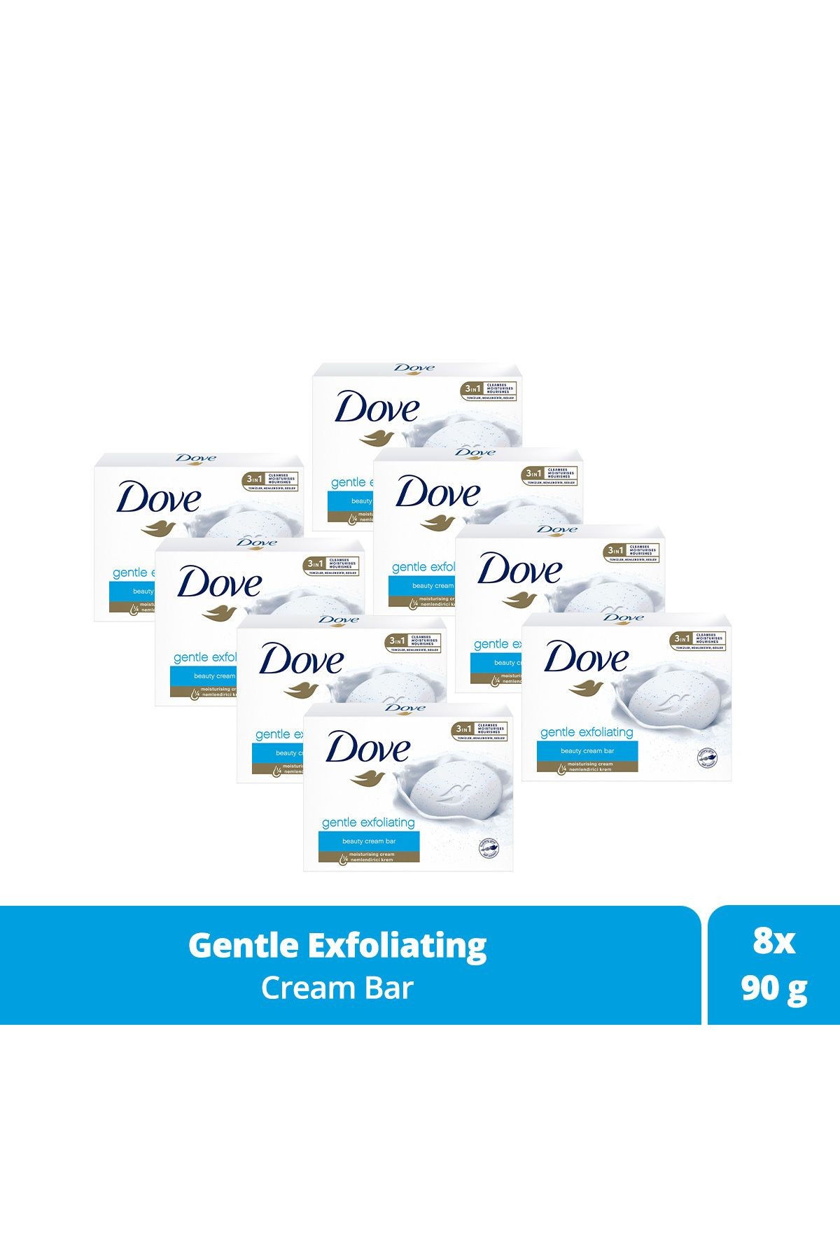 Beauty Cream Bar Katı Güzellik Sabunu Gentle Exfoliating Nemlendirici Etkili 90 G X8 Adet