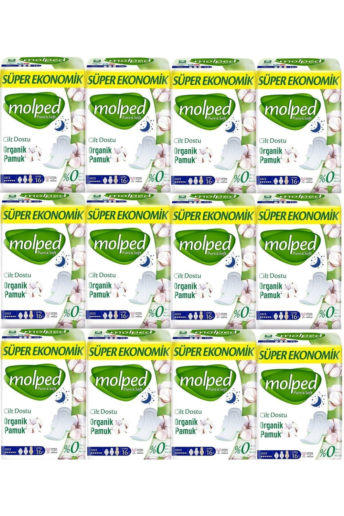 Pure&soft Hijyenik Ped Süper Ekonomik Gece 16'lı 12 Adet