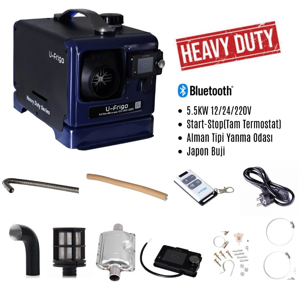 U-Frigo 5.5KW (12V-24V-220V) ÇANTA TİPİ WEBASTO MUADİLİ DİZEL ISITICI