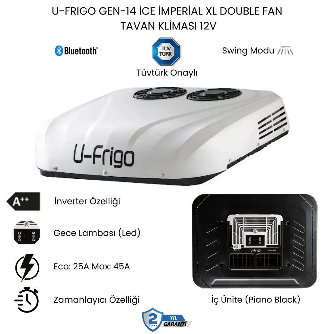 U-FRIGO Gen-14 ice imperial XL DOUBLE FAN TAVAN KLİMASI 12V