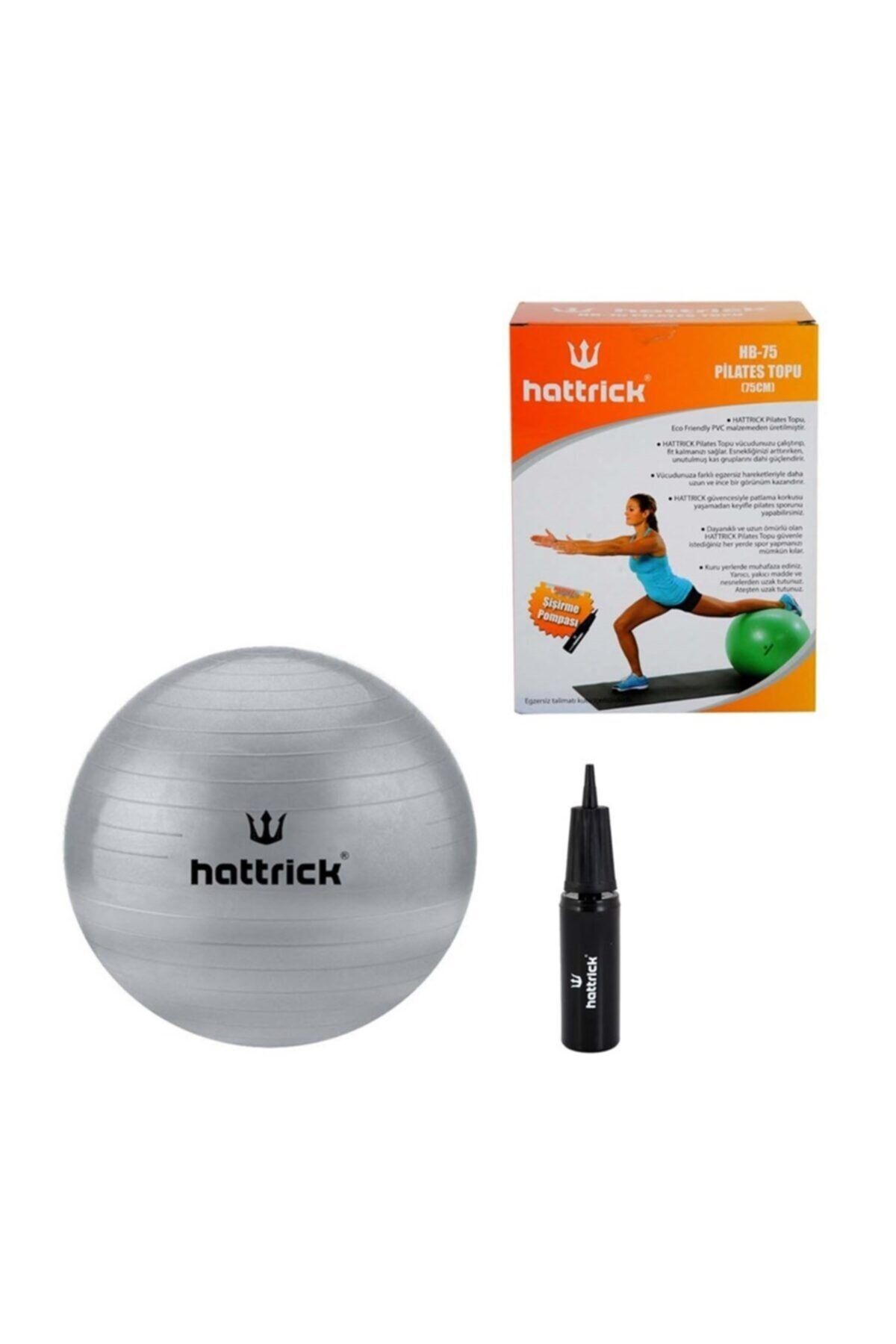 Hattrick 75 Cm Pilates Topu (grii)+pompa