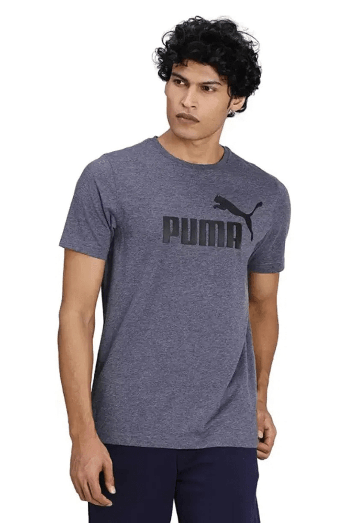 Puma Essential Erkek Mavi Bisiklet Yaka Tişört