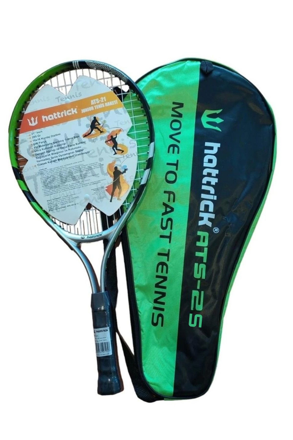 Hattrıck Junıor Yeşil Siyah 25 Inch Tenis Raketi