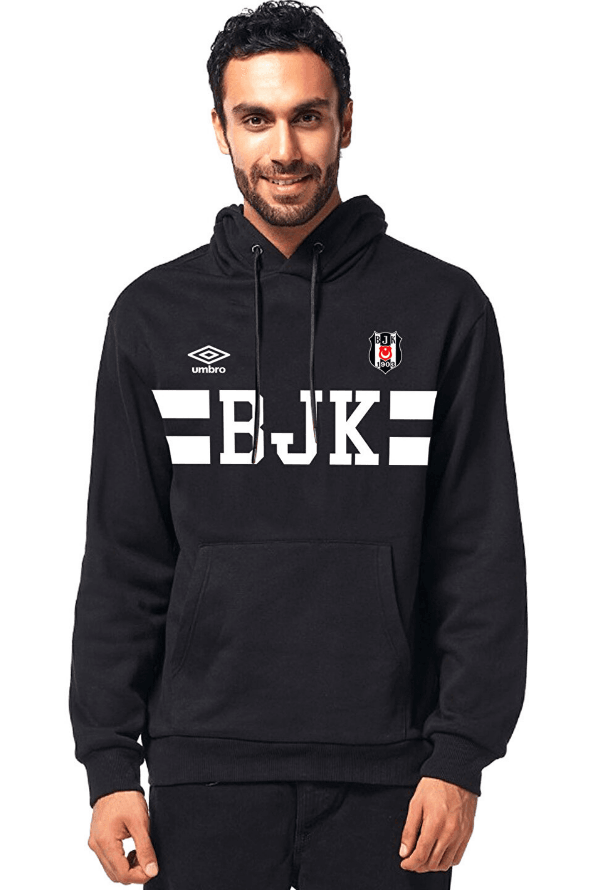 Umro Beşiktaş Kapüşonlu Erkek Siyah Başketbol Sweatshirt