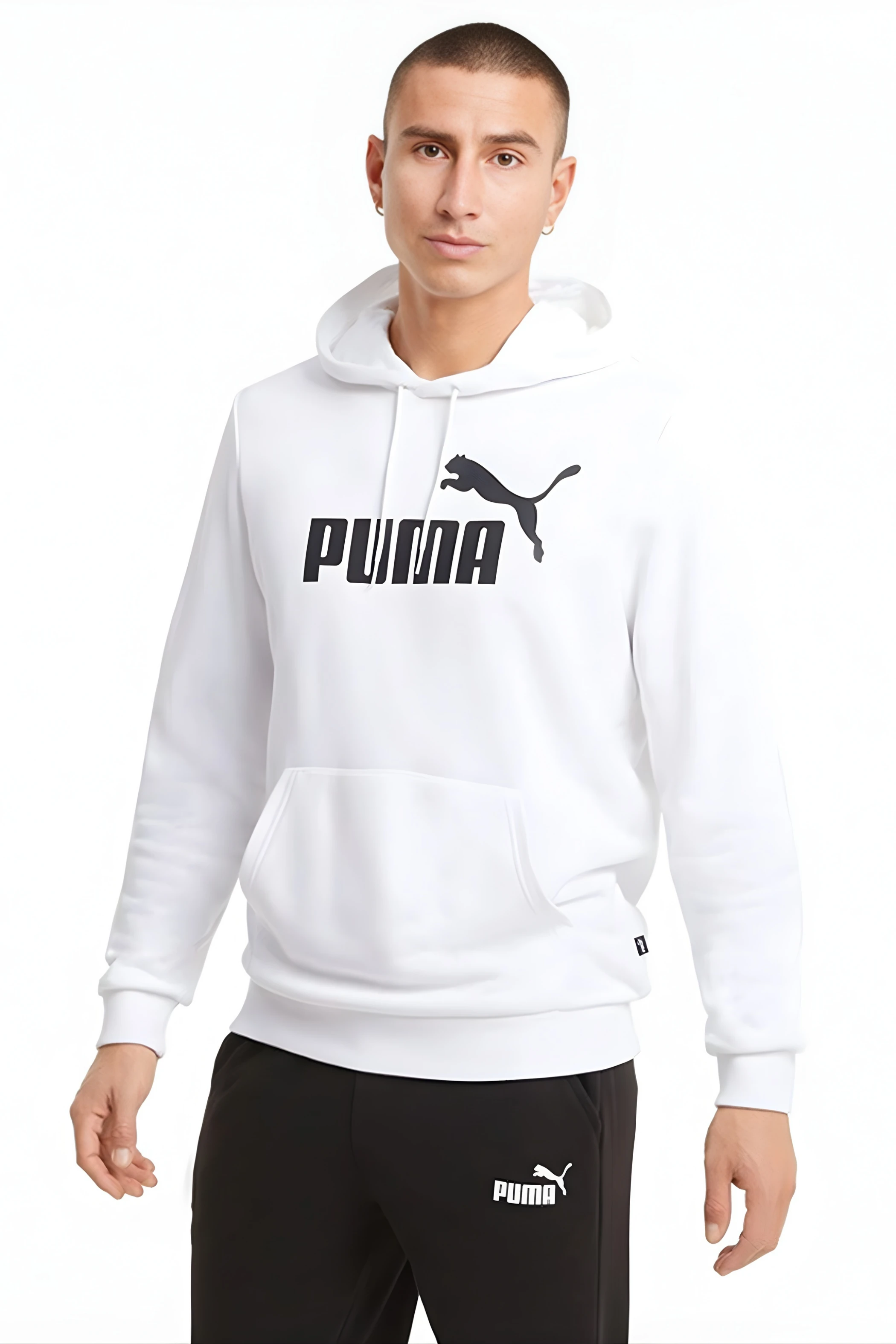 Puma Essential Big Logo Gri Erkek Sweatshirt - beyaz