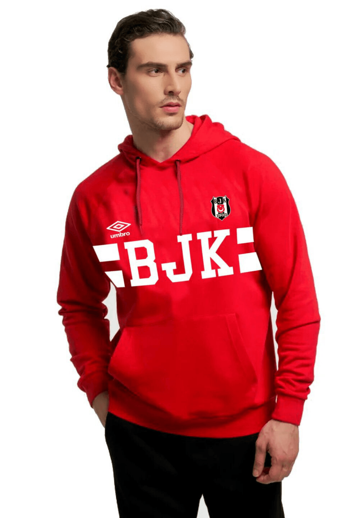 Umro Beşiktaş Kapüşonlu Erkek Kırmızı Başketbol Sweatshirt