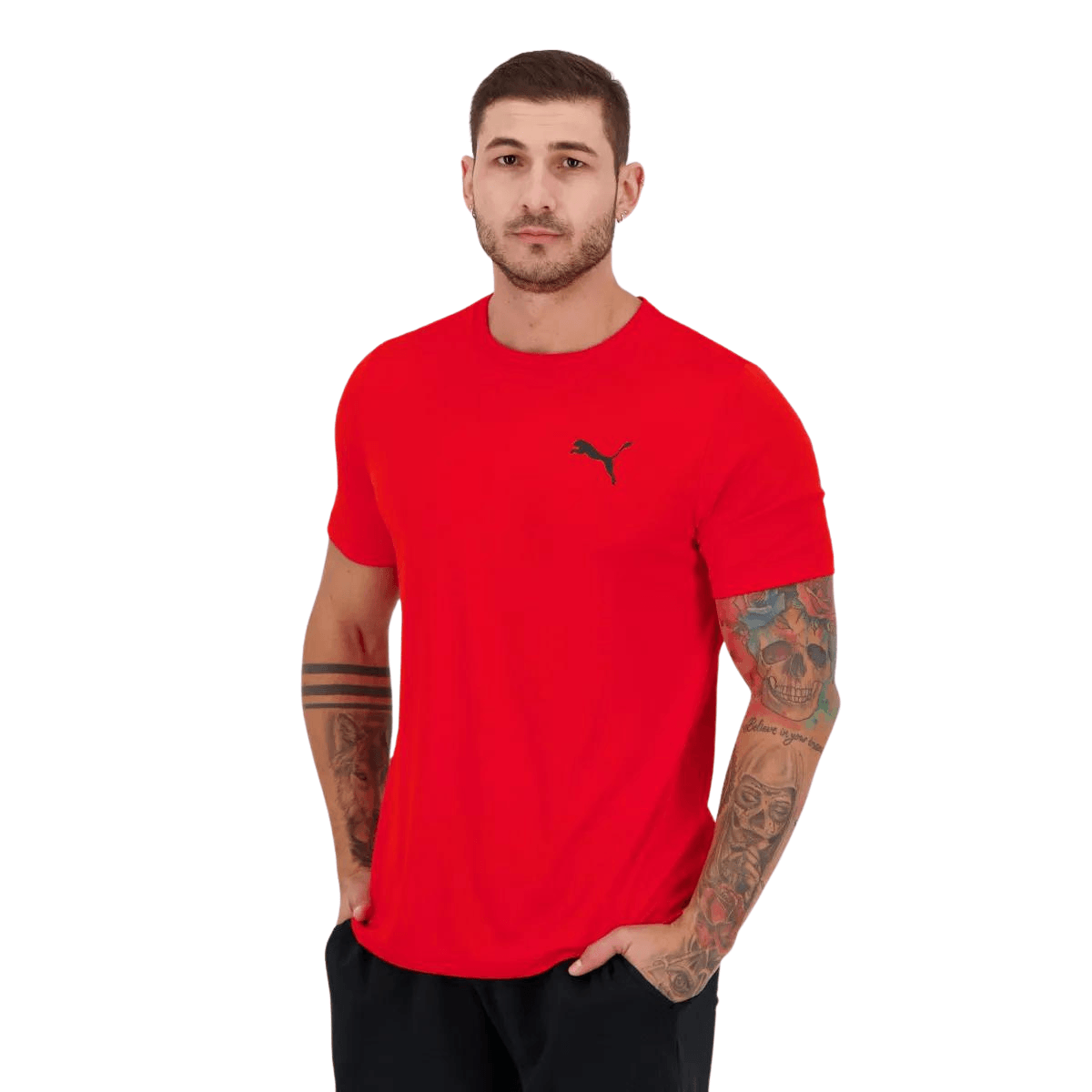 Puma Active Small Logo Tee Erkek Kırmızı Spor Tişört