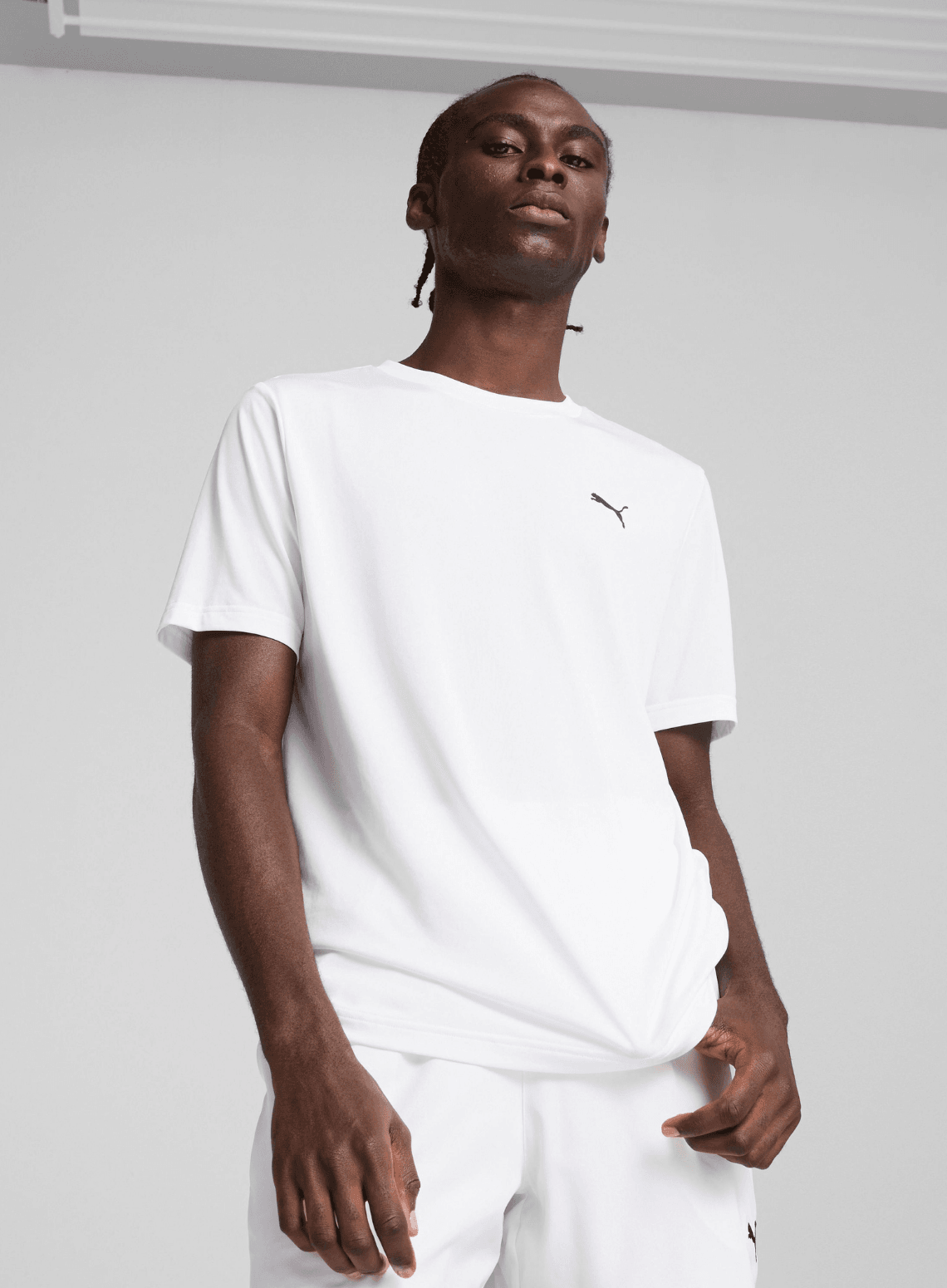 Puma ESS Small Logo Poly Tee Erkek Spor Beyaz Tişört