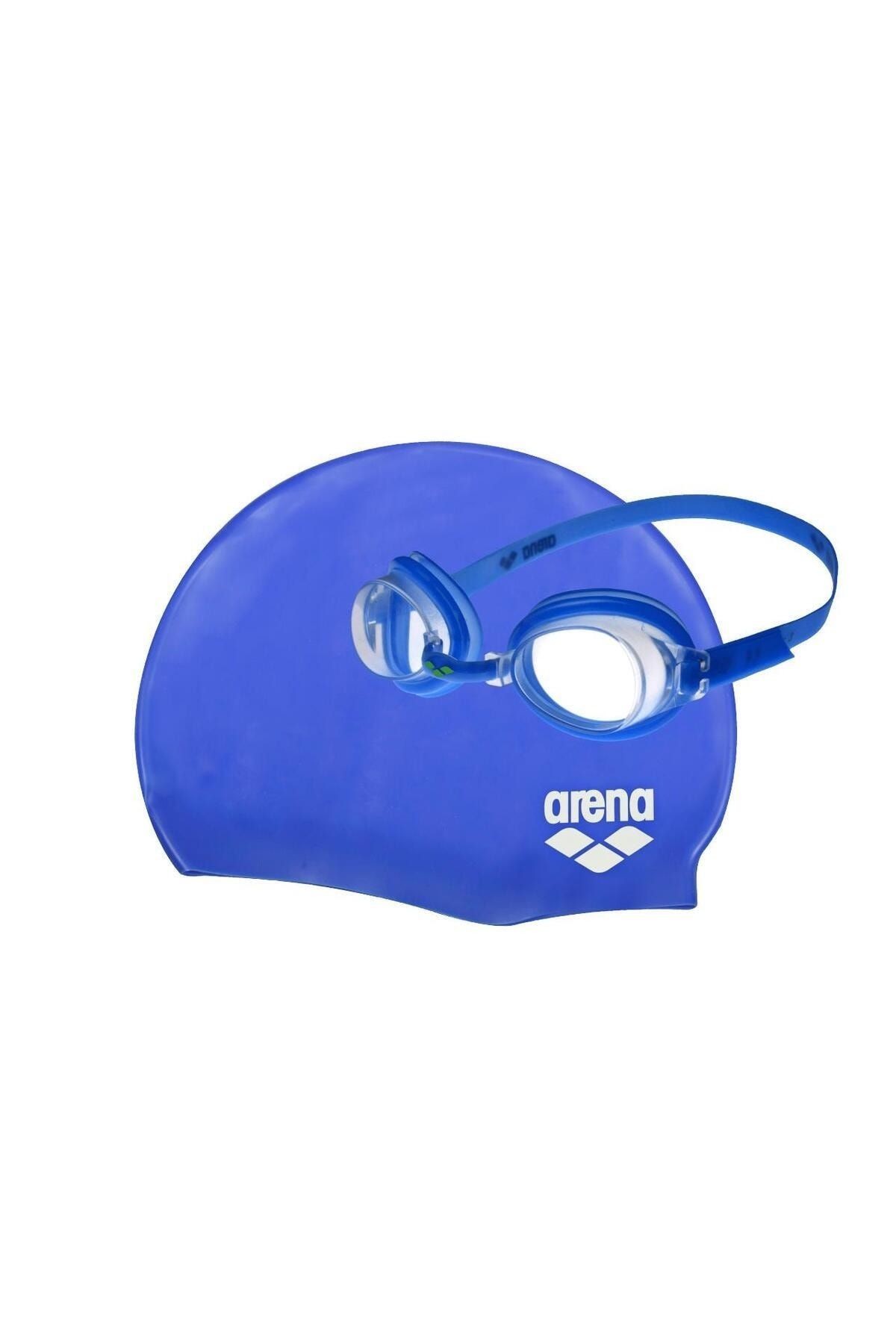 Arena Pool Jr Unisex Mavi Bone & Gözlük Seti