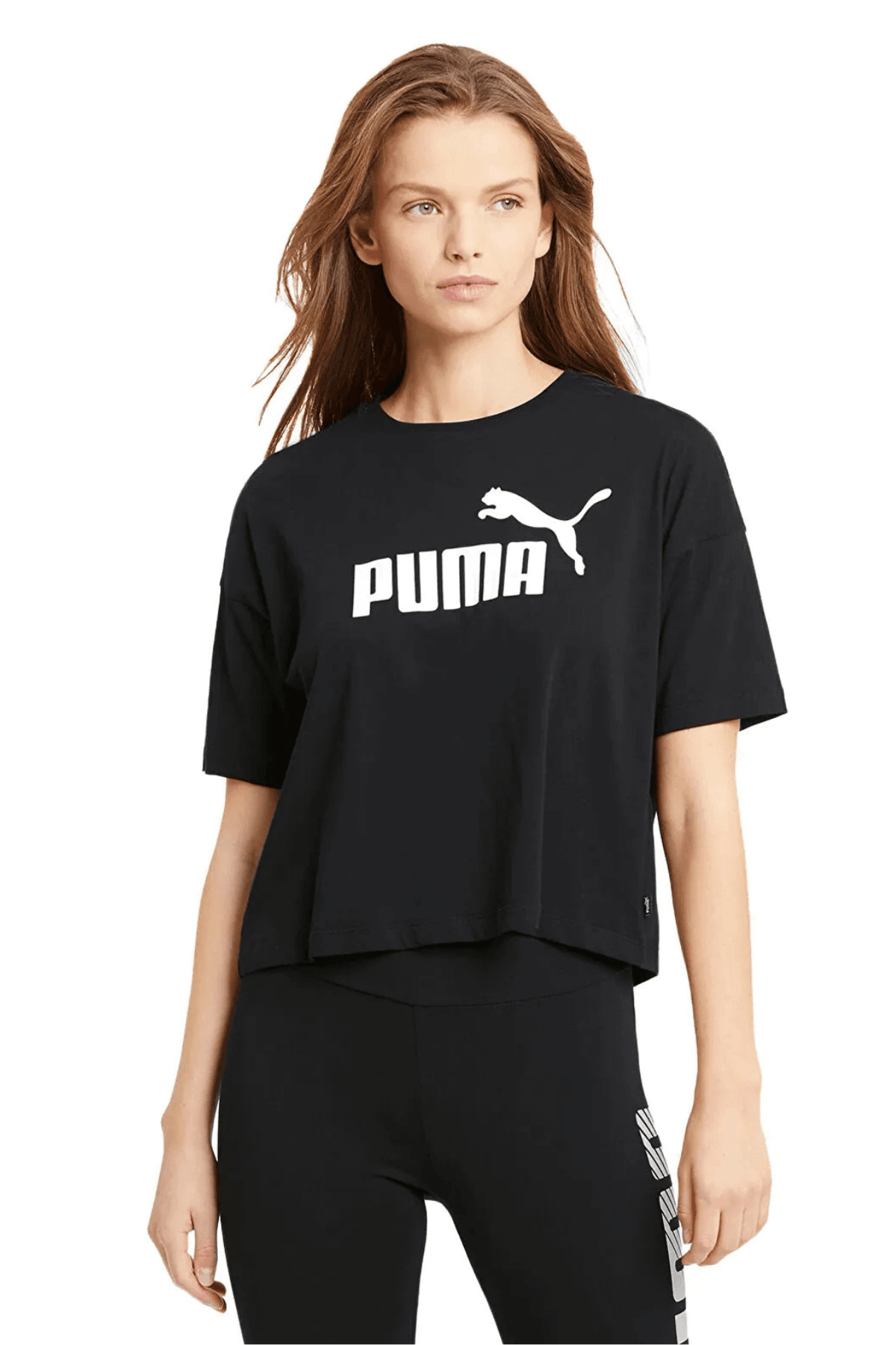Puma Essential Cropped Logo Kadın Siyah Tişört
