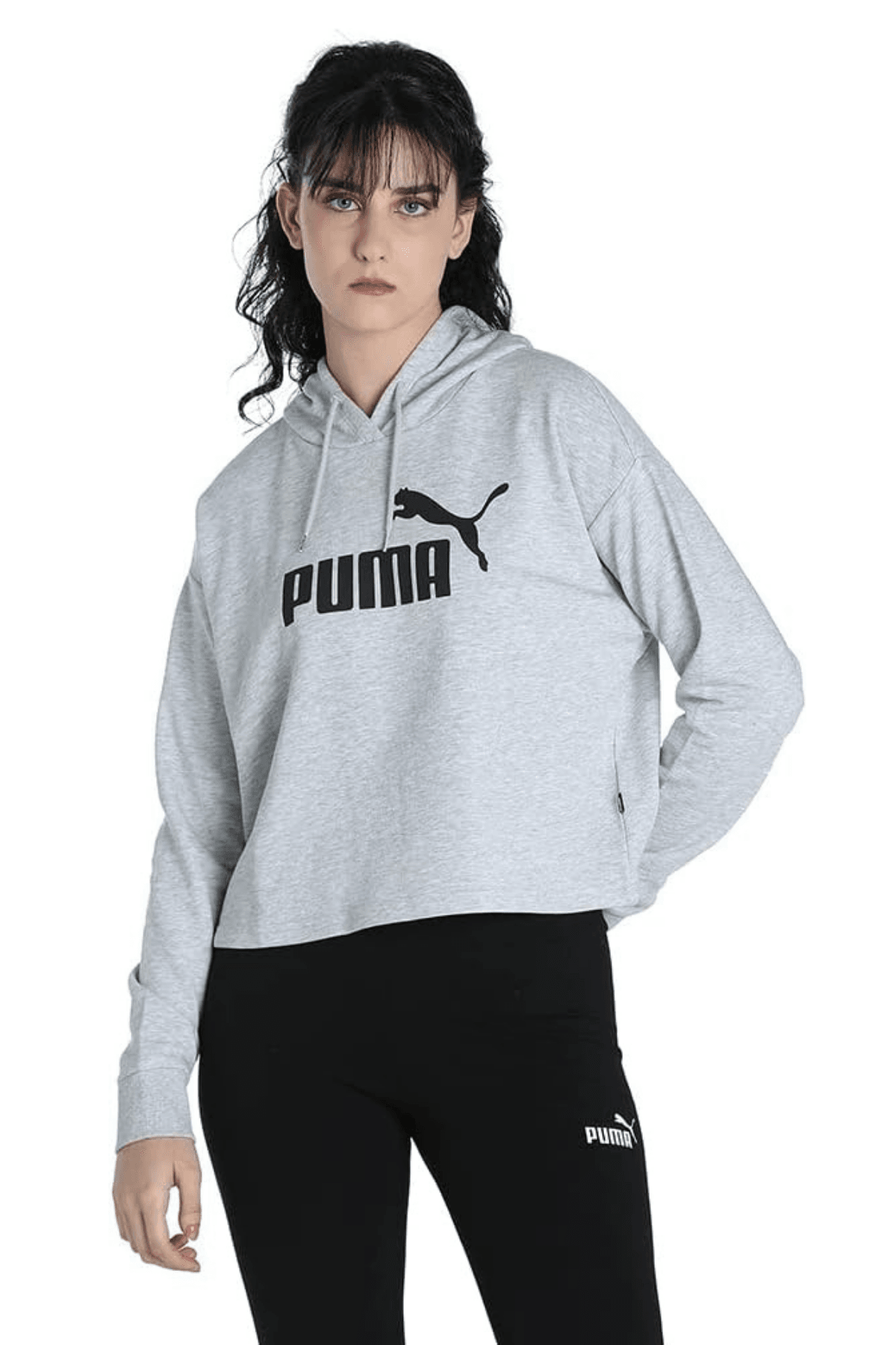 Puma Essentials Cropped Kadın Gri Sweatshirt