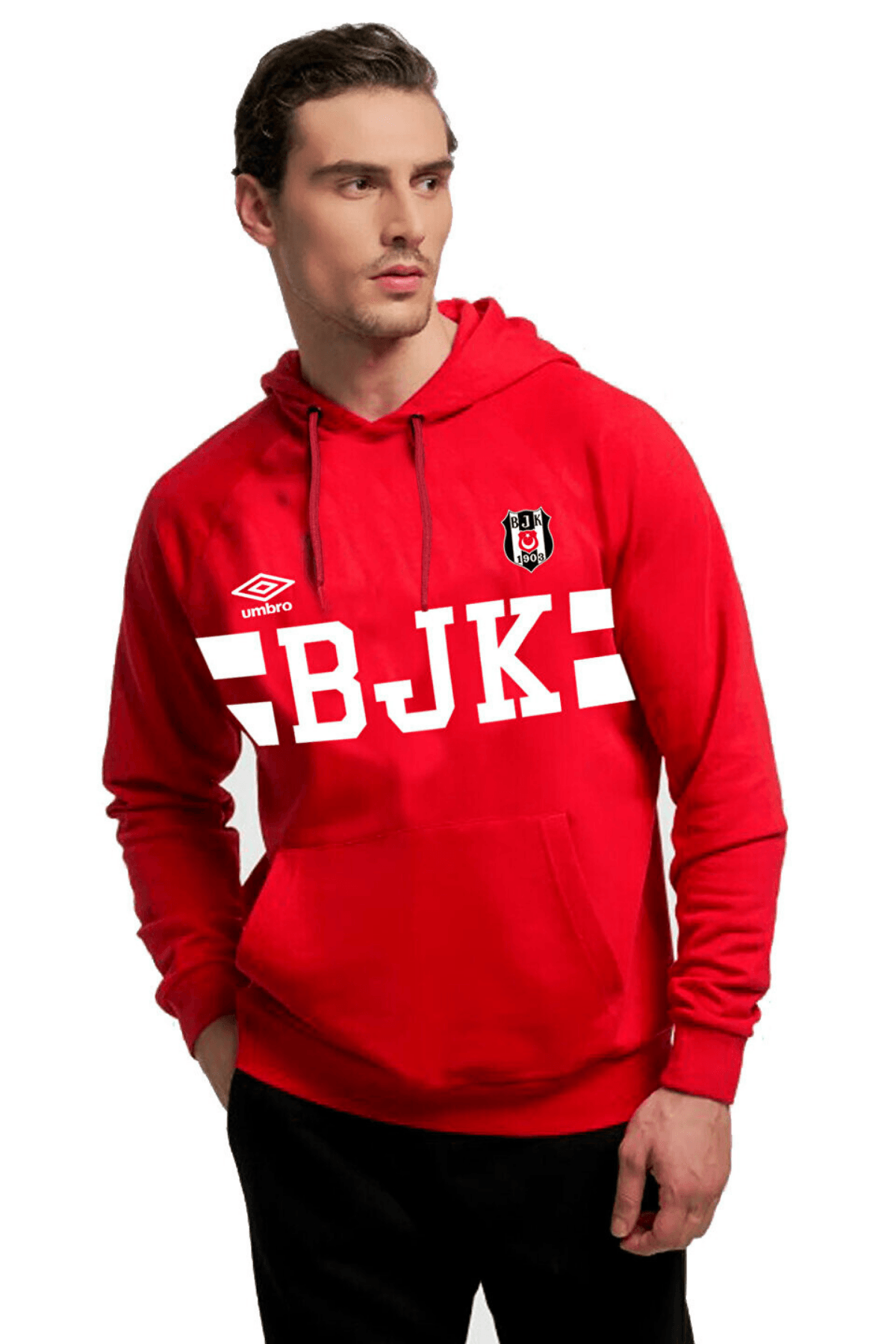 Umro Beşiktaş Kapüşonlu Erkek Kırmızı Başketbol Sweatshirt