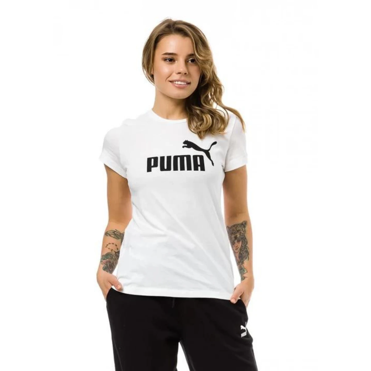 Puma Essential Logo Tee Kadın Beyaz Günlük Stil Tişört