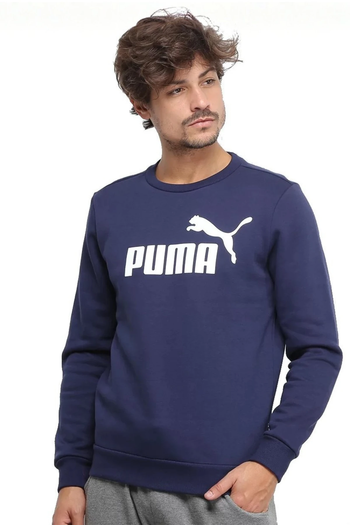 Puma Siyah ESS Big Logo Erkek Sweatshirt - lacivert