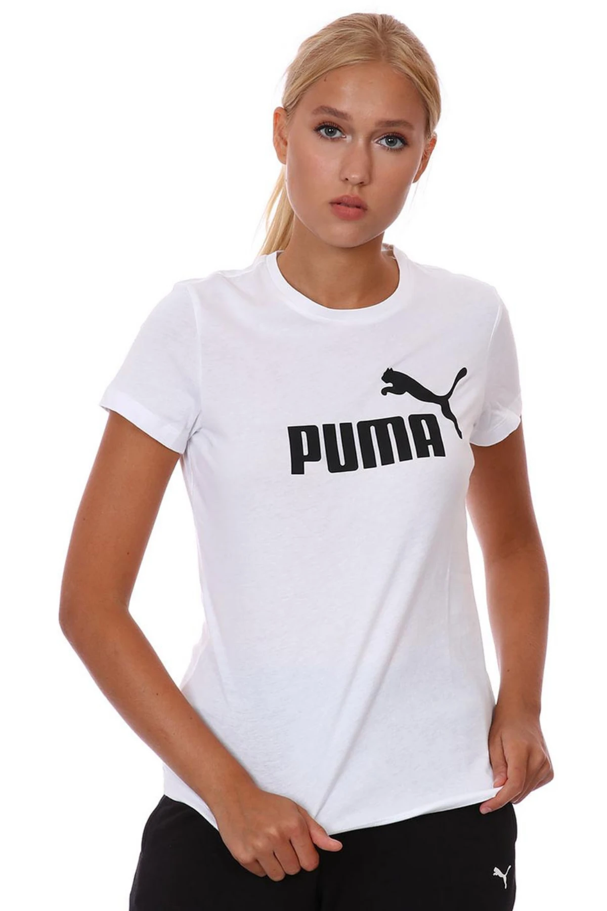 Puma Essential Logo Tee Kadın Tişört - beyaz