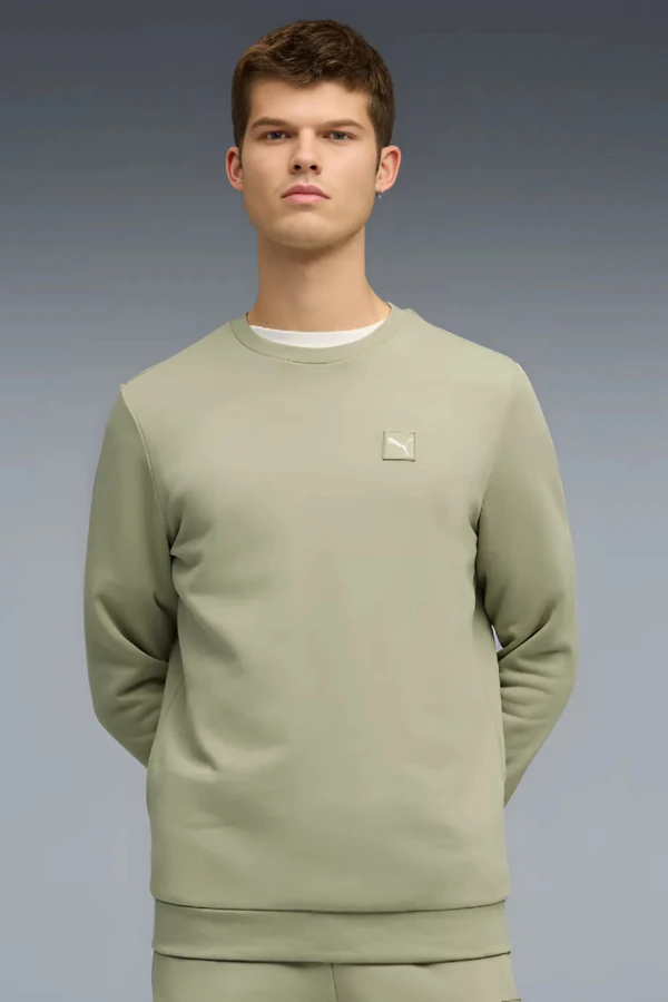 Puma Essentials Elevated Crew Siyah Erkek Sweatshirt - Açık Yeşil
