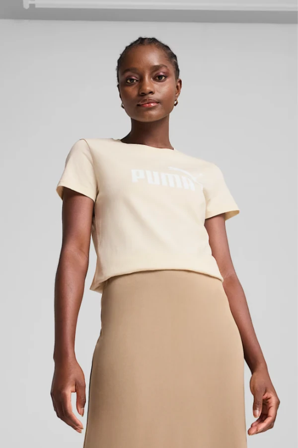 Puma Polo ESS No. 1 Logo para mujer Kadın Tişört - Ekru/Bej