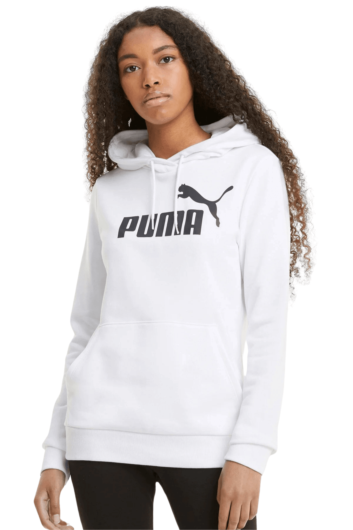 Puma Kadın Kapşonlu Ess Logo Hoodie Beyaz Siyah Sweatshirt