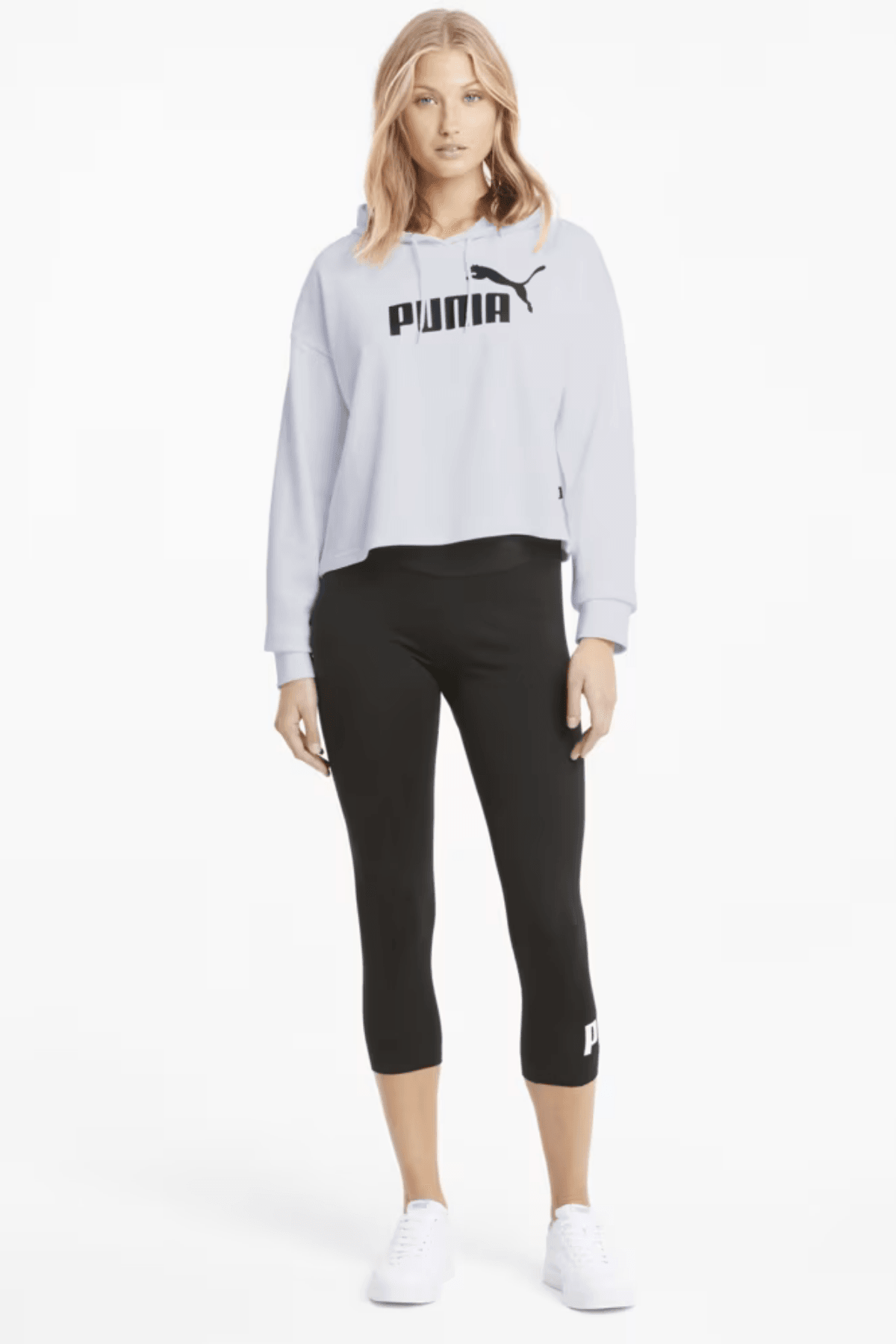 Puma Ess Cropped Logo Hoodie Tr Beyaz Kadın Sweatshirt