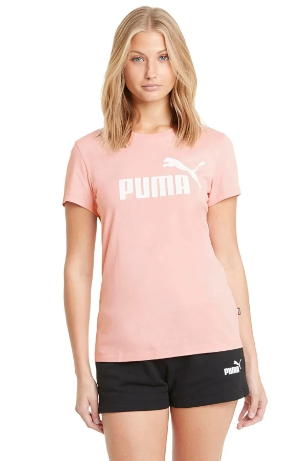 Puma Essential Logo Tee Kadın Tişört - Pembe/Rose