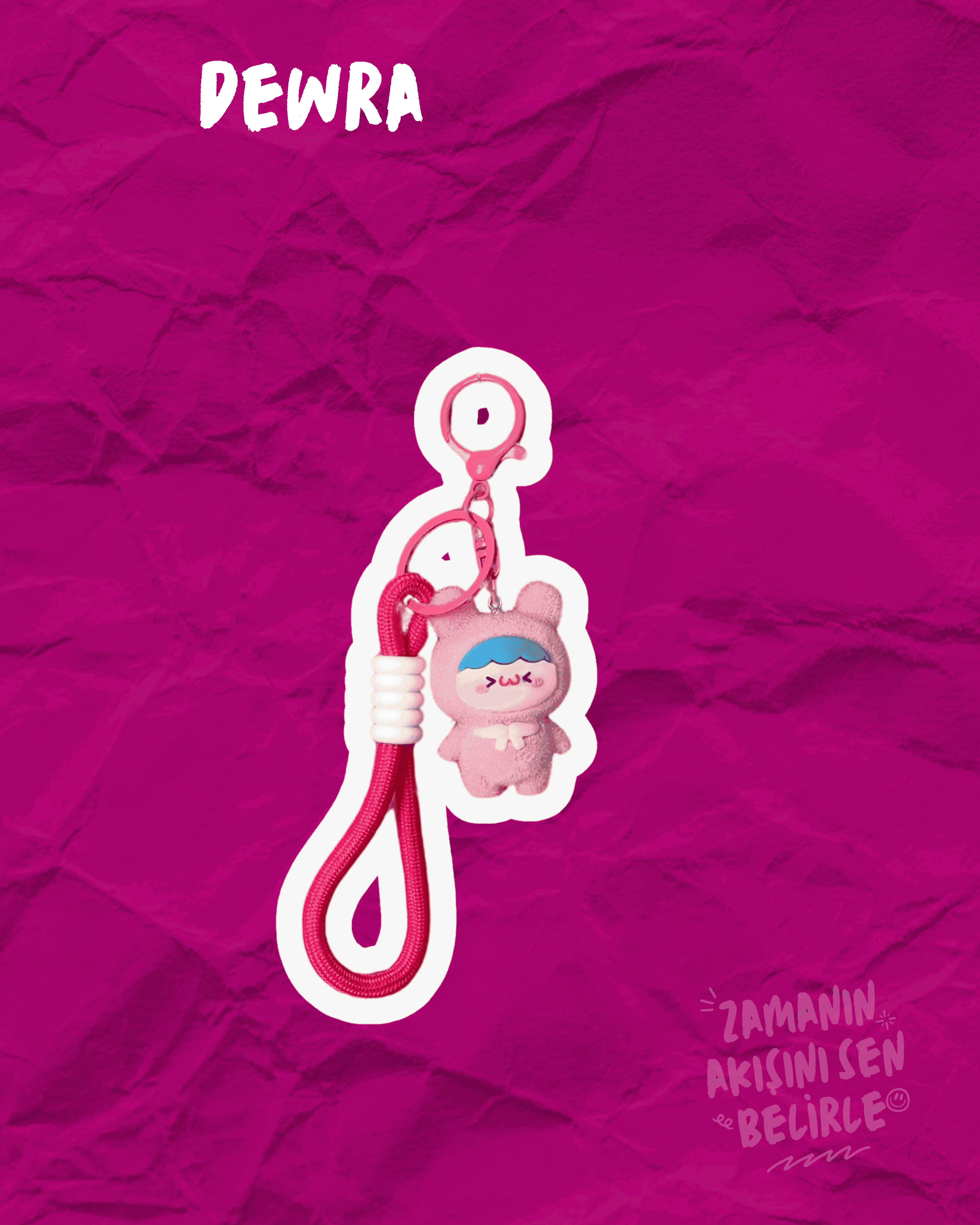 Mini Pembe Labubu Çanta Charmı