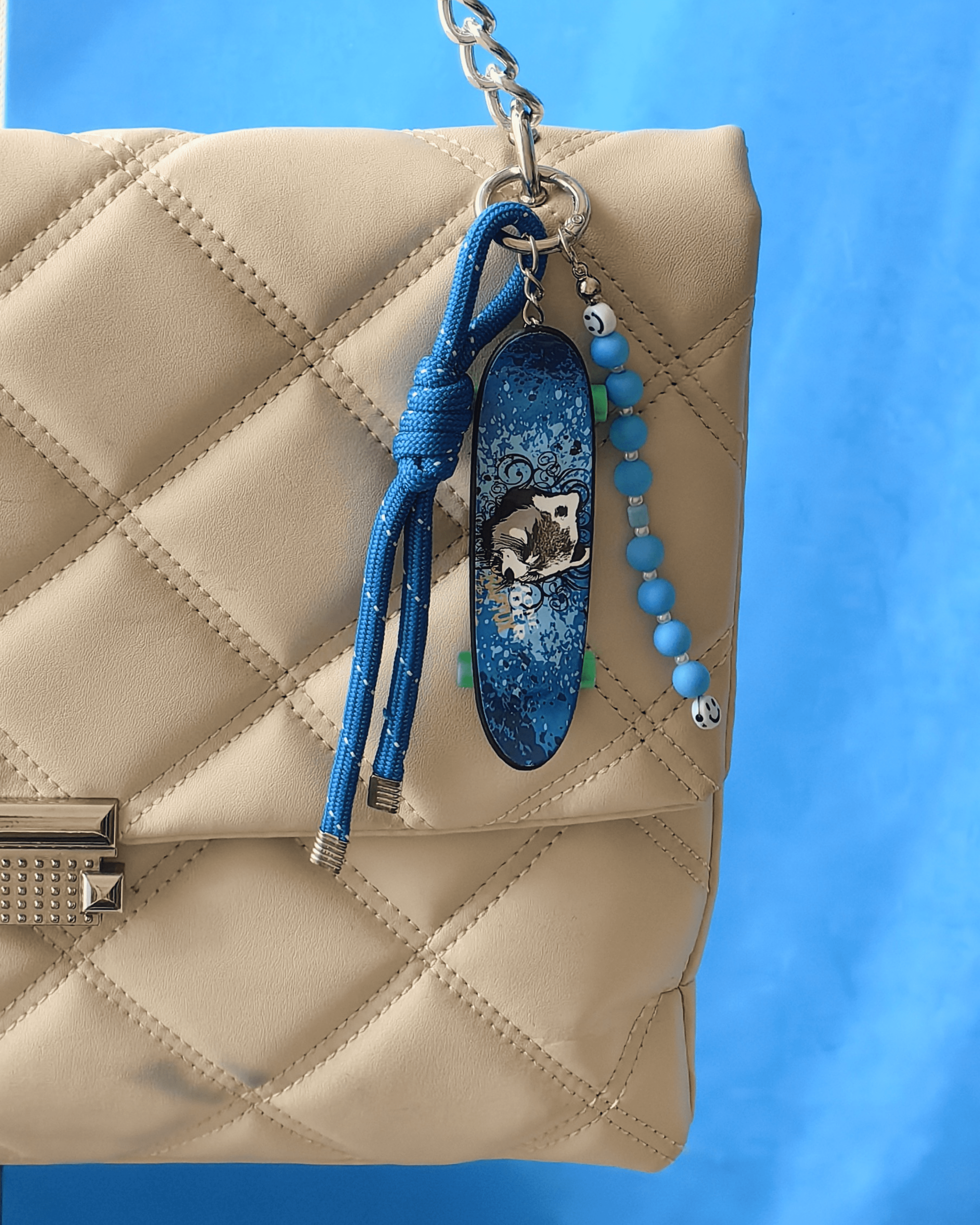 Blue Skateboard Çanta Charmı