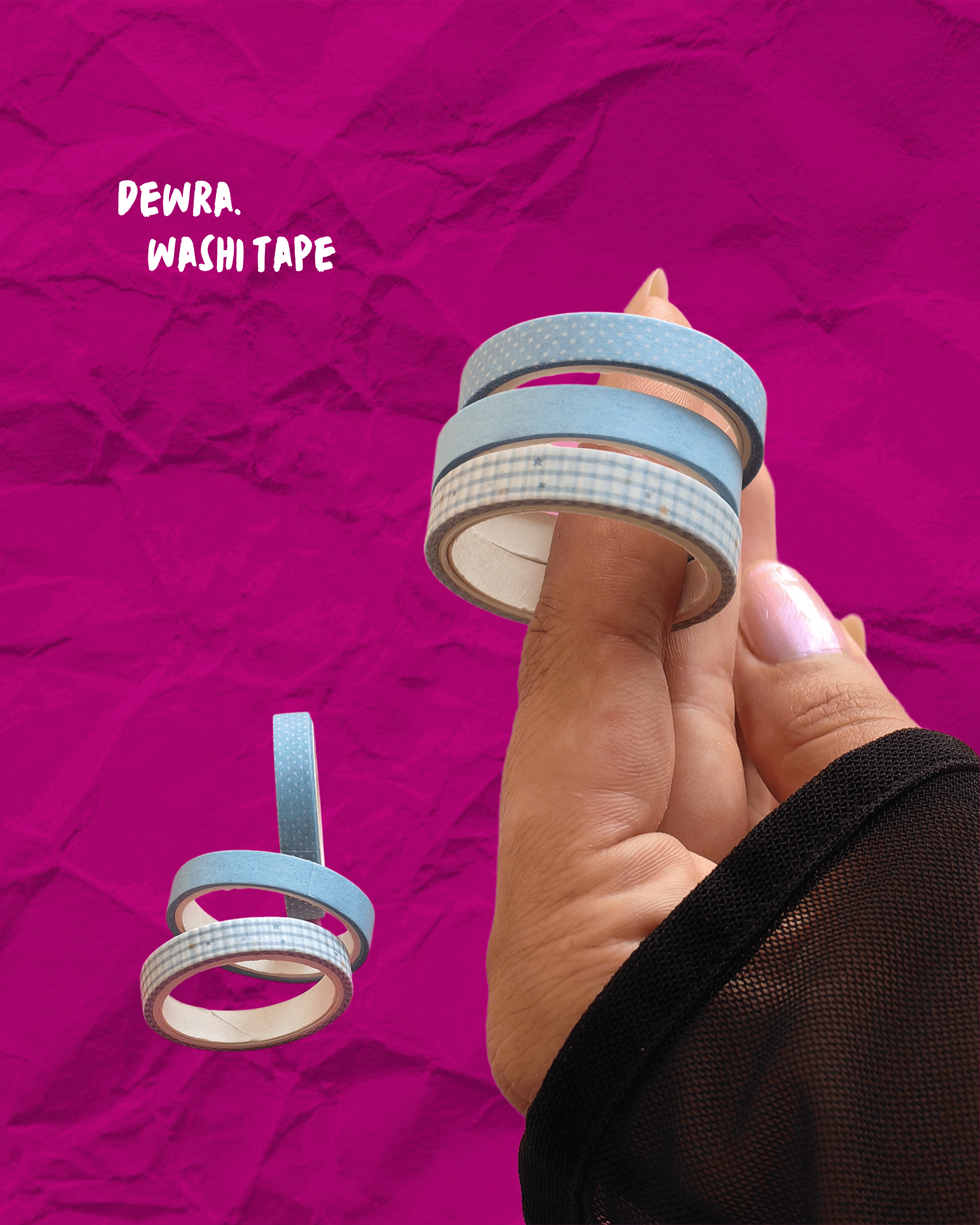 Blueberry Sunday – 3’lü Mavi Gingham Washi Tape Seti