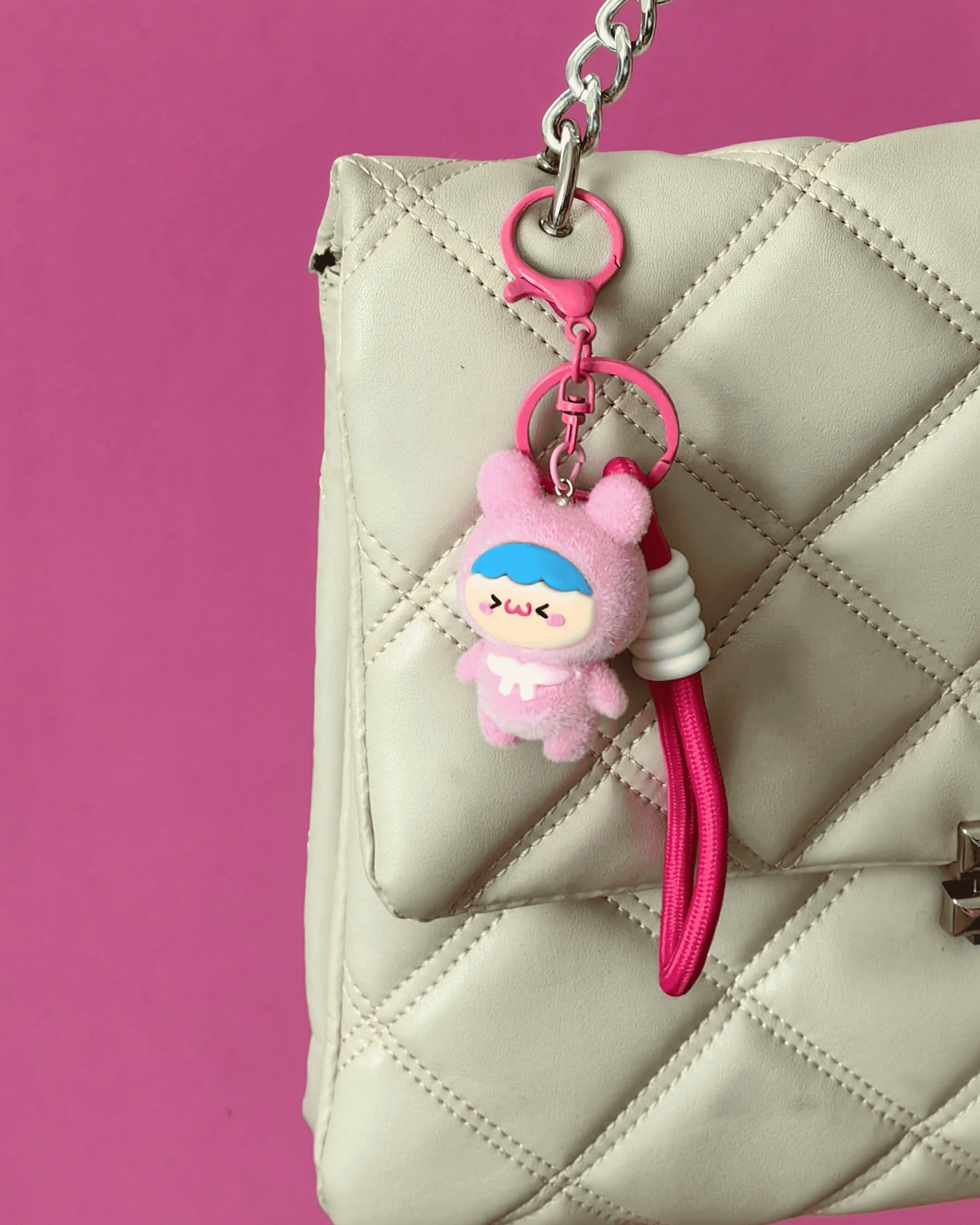 Mini Pembe Labubu Çanta Charmı