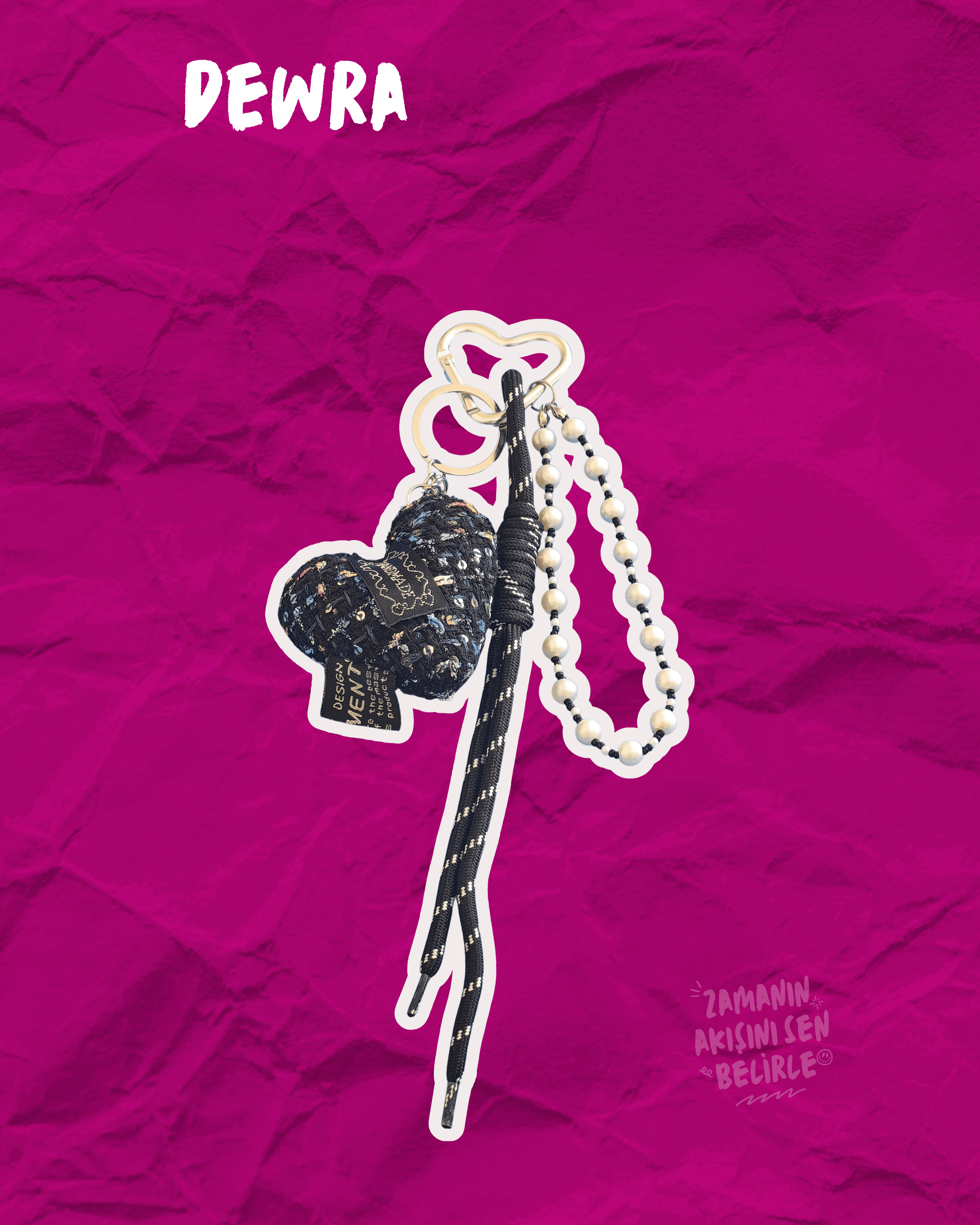 Black Pearl Heart Çanta Charmı