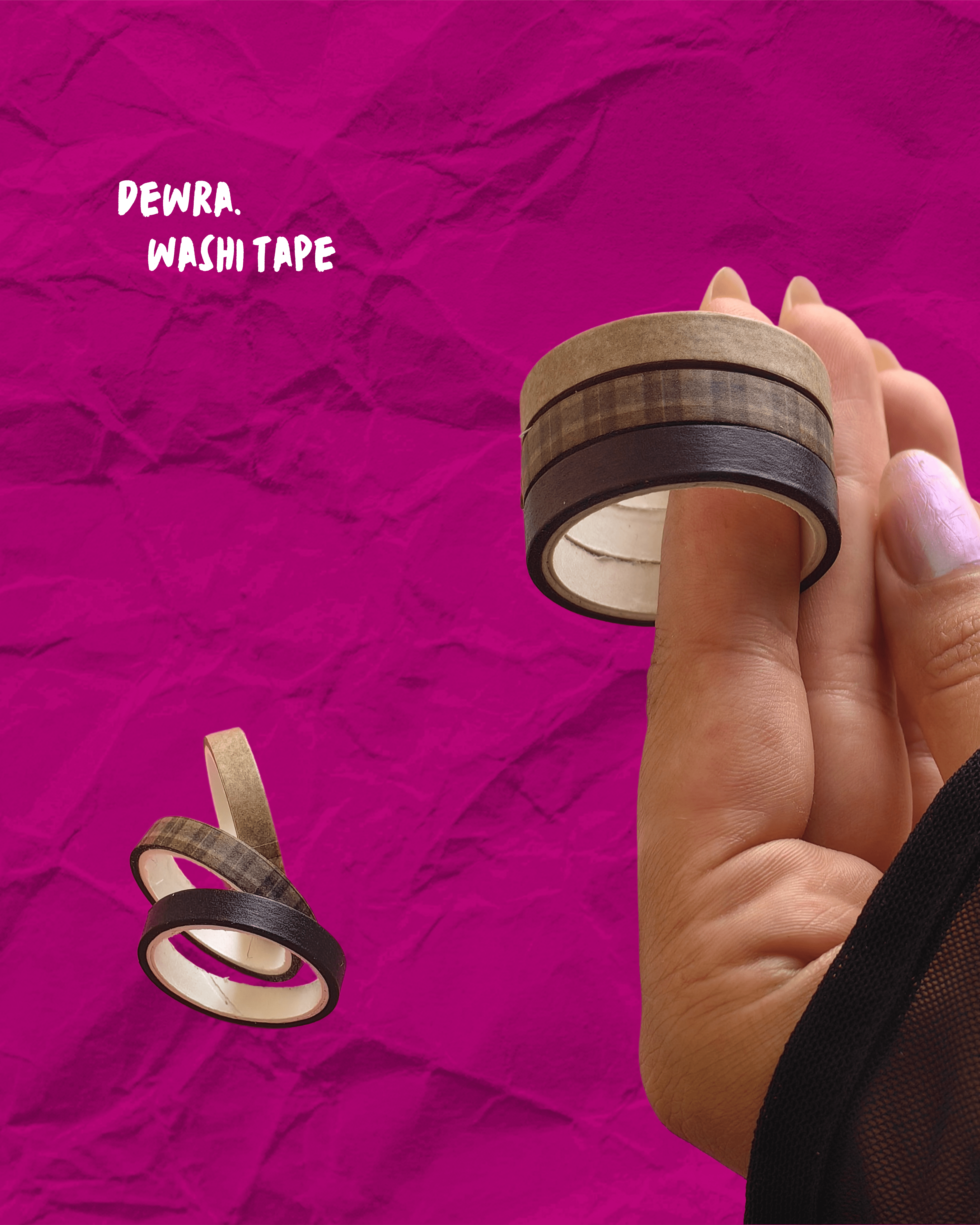 Retro Ekose – Kahve Tonlarında Washi Tape 3’lü Set