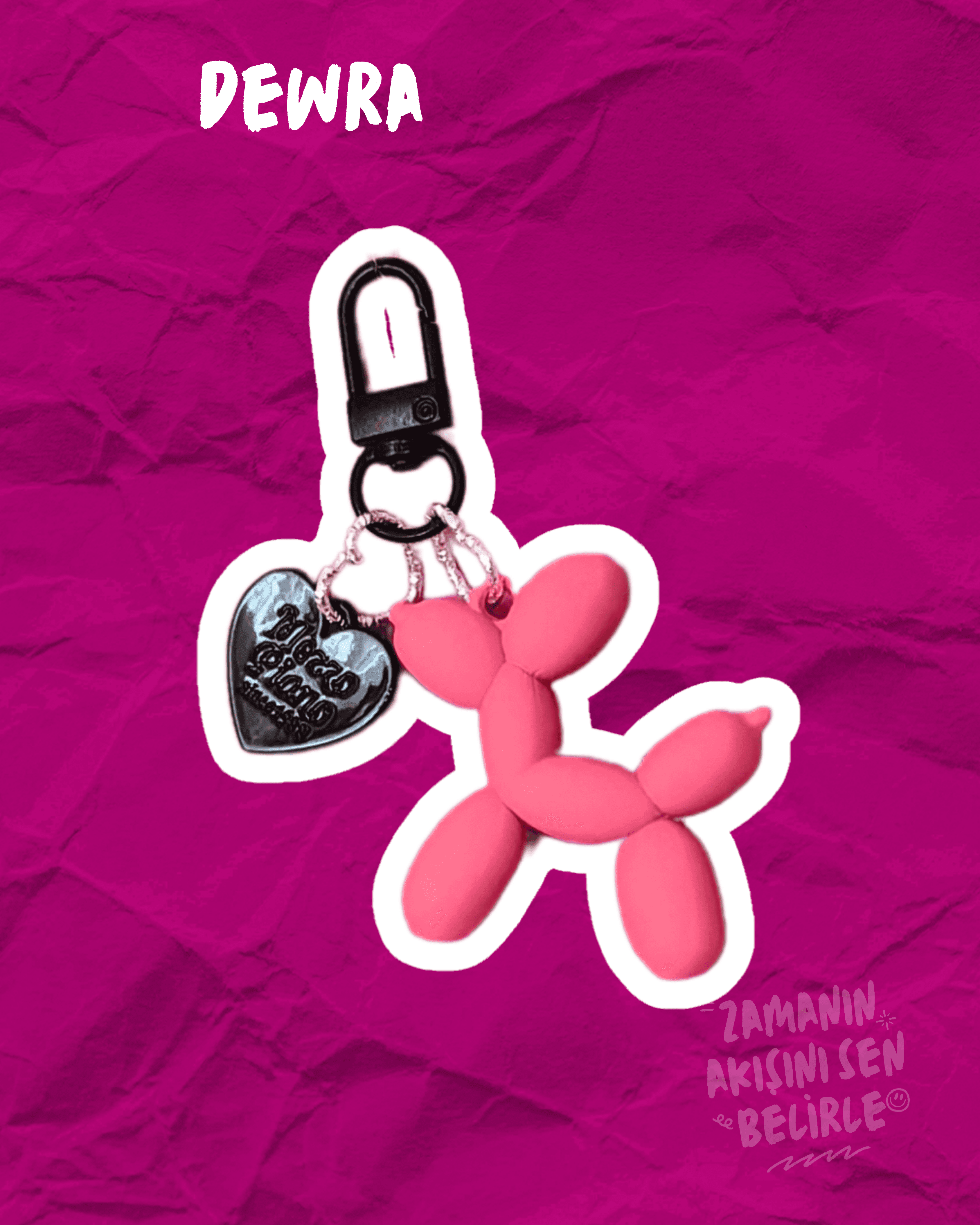 Pembe Sevimli Balon Köpek Charm