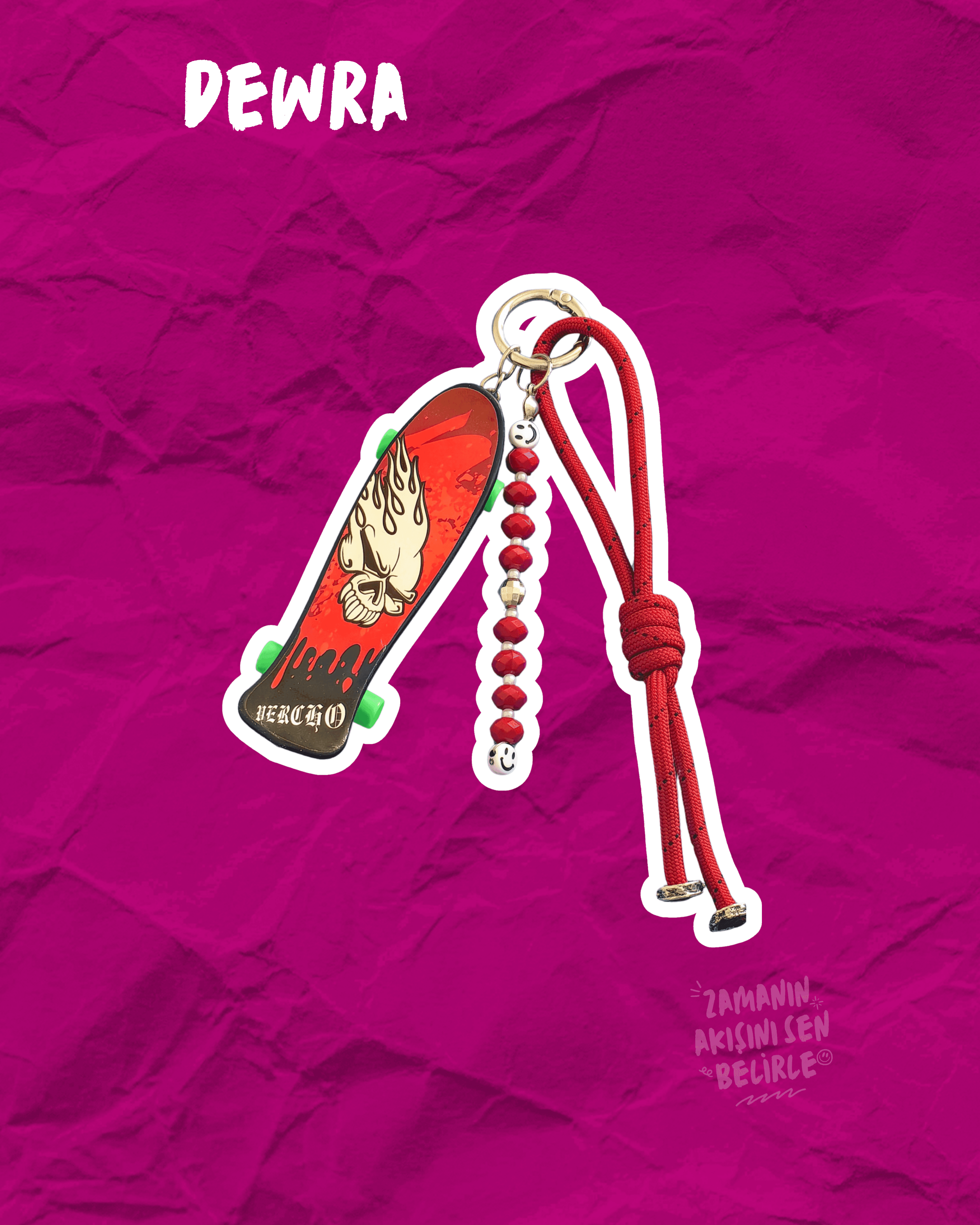 Red Skateboard Çanta Charmı