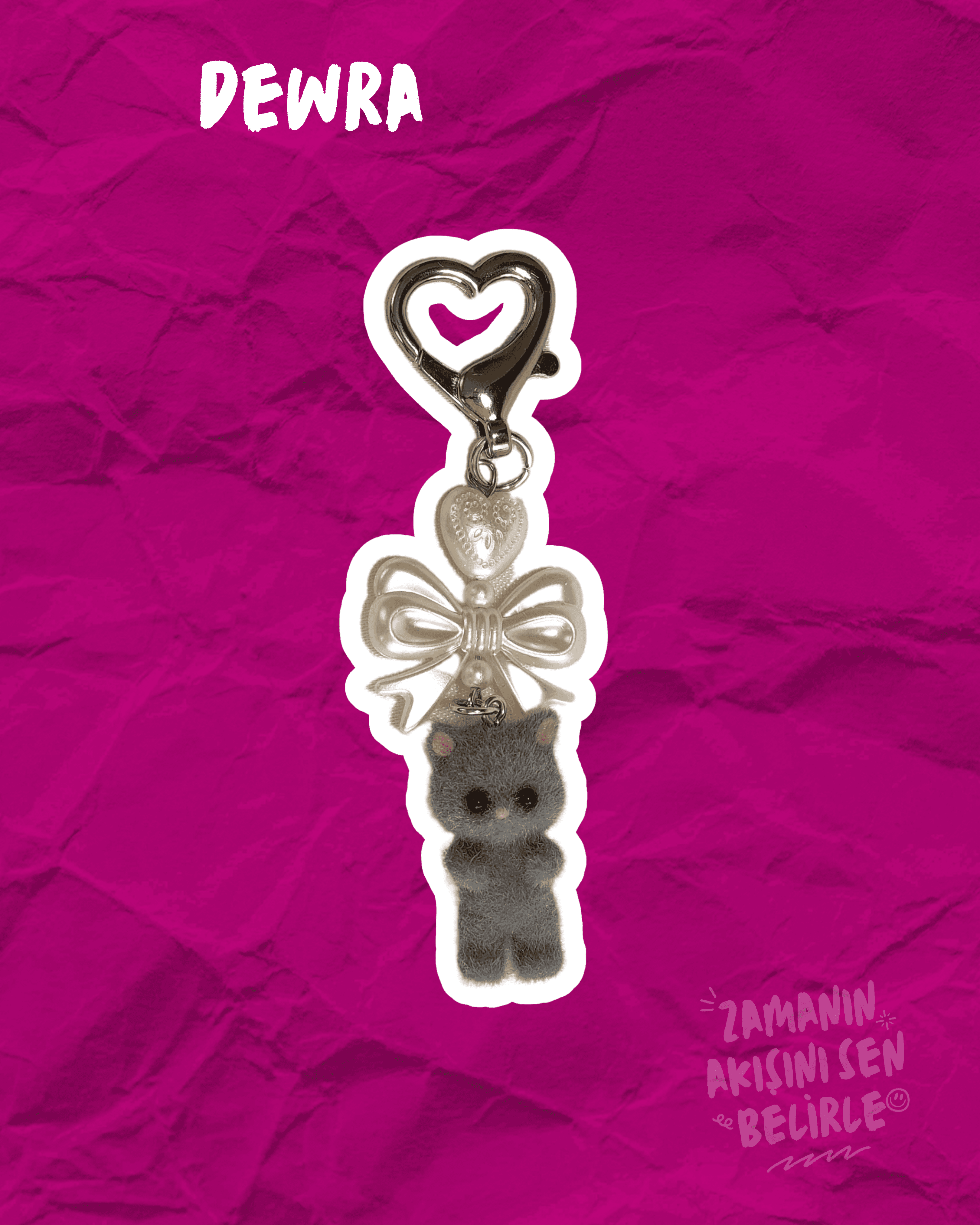 Gri Sevimli Kedi Charm