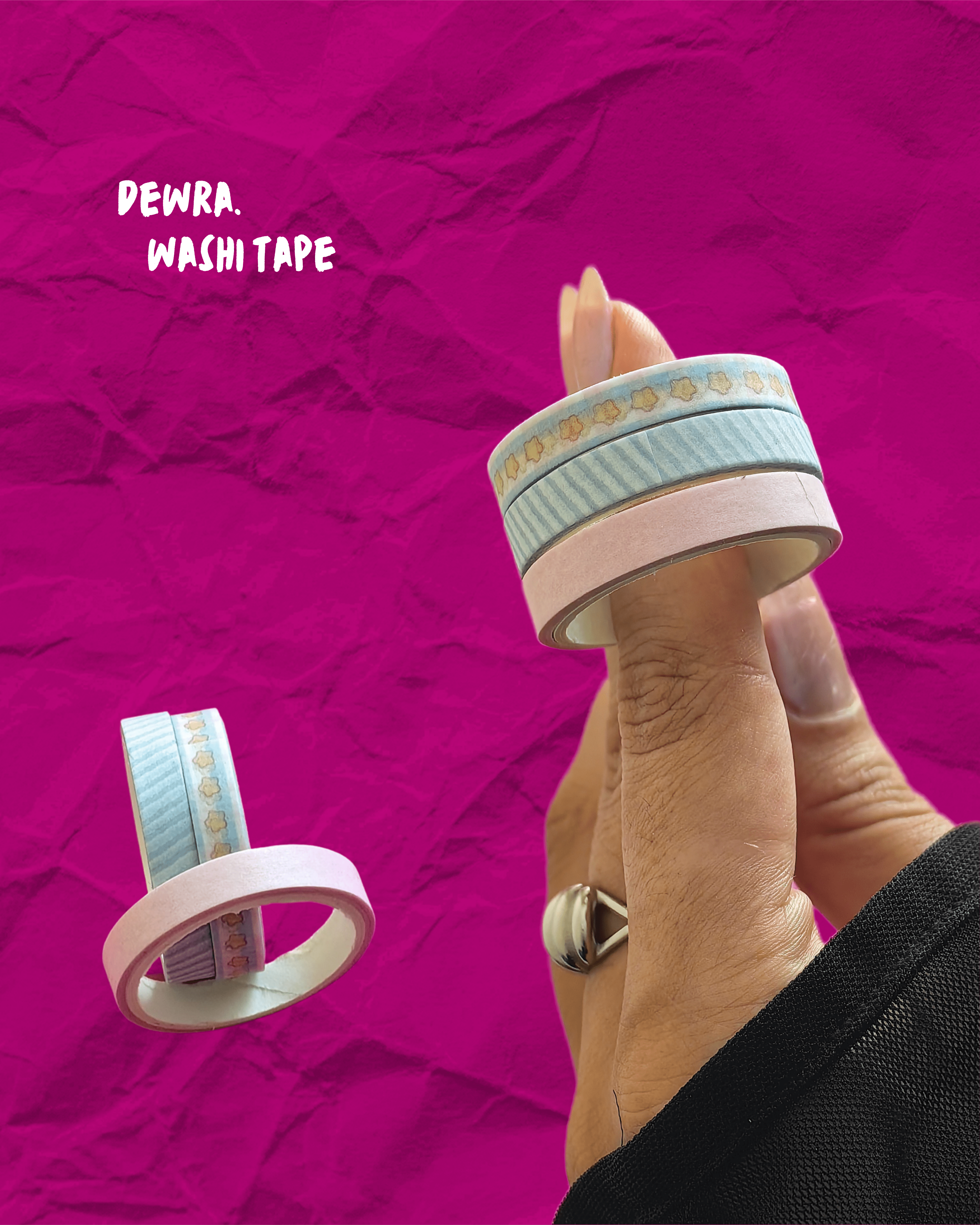 Blossom Breeze – 3’lü Pembe Mavi Washi Tape Seti