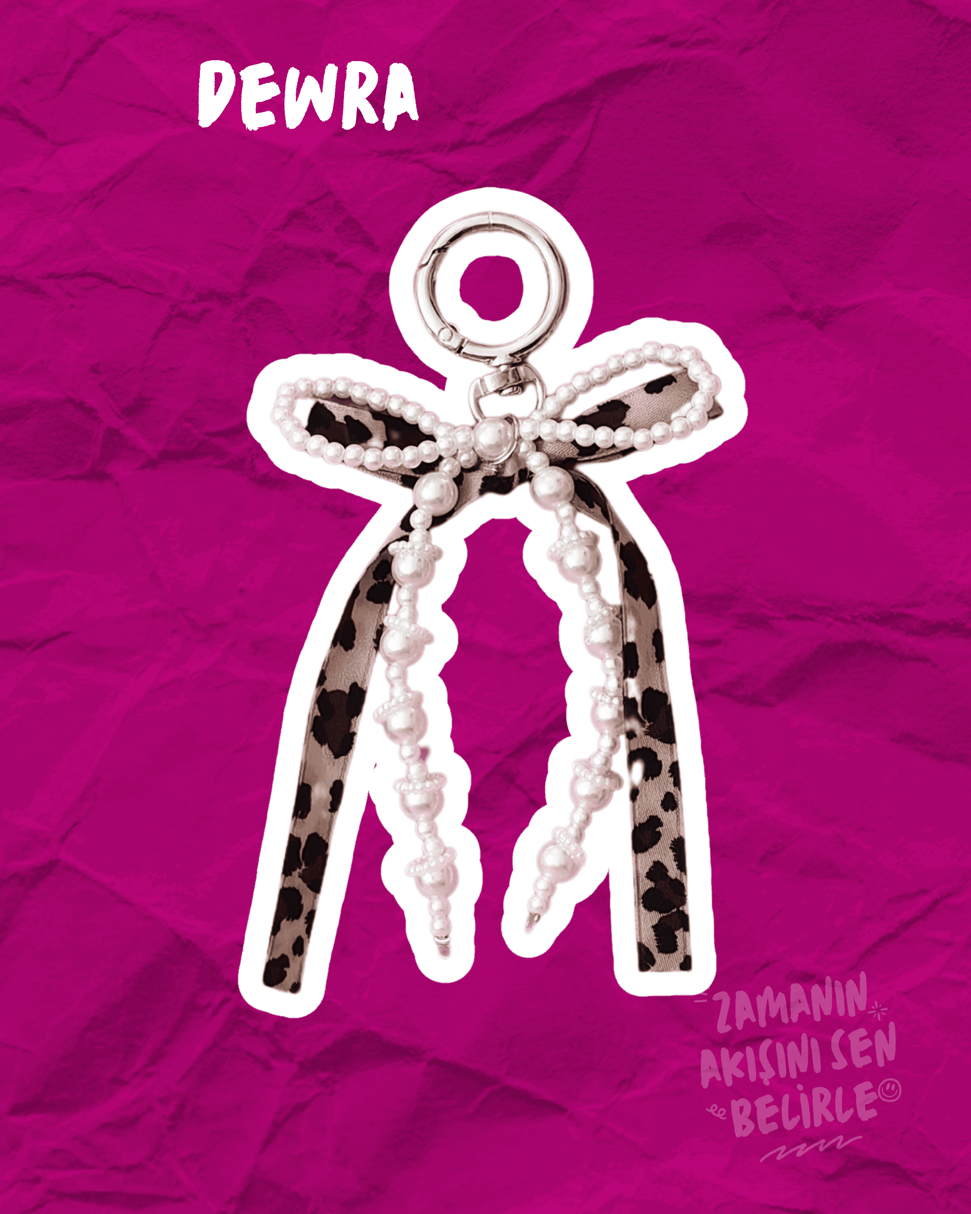 Leopar Desenli Fiyonk Charm