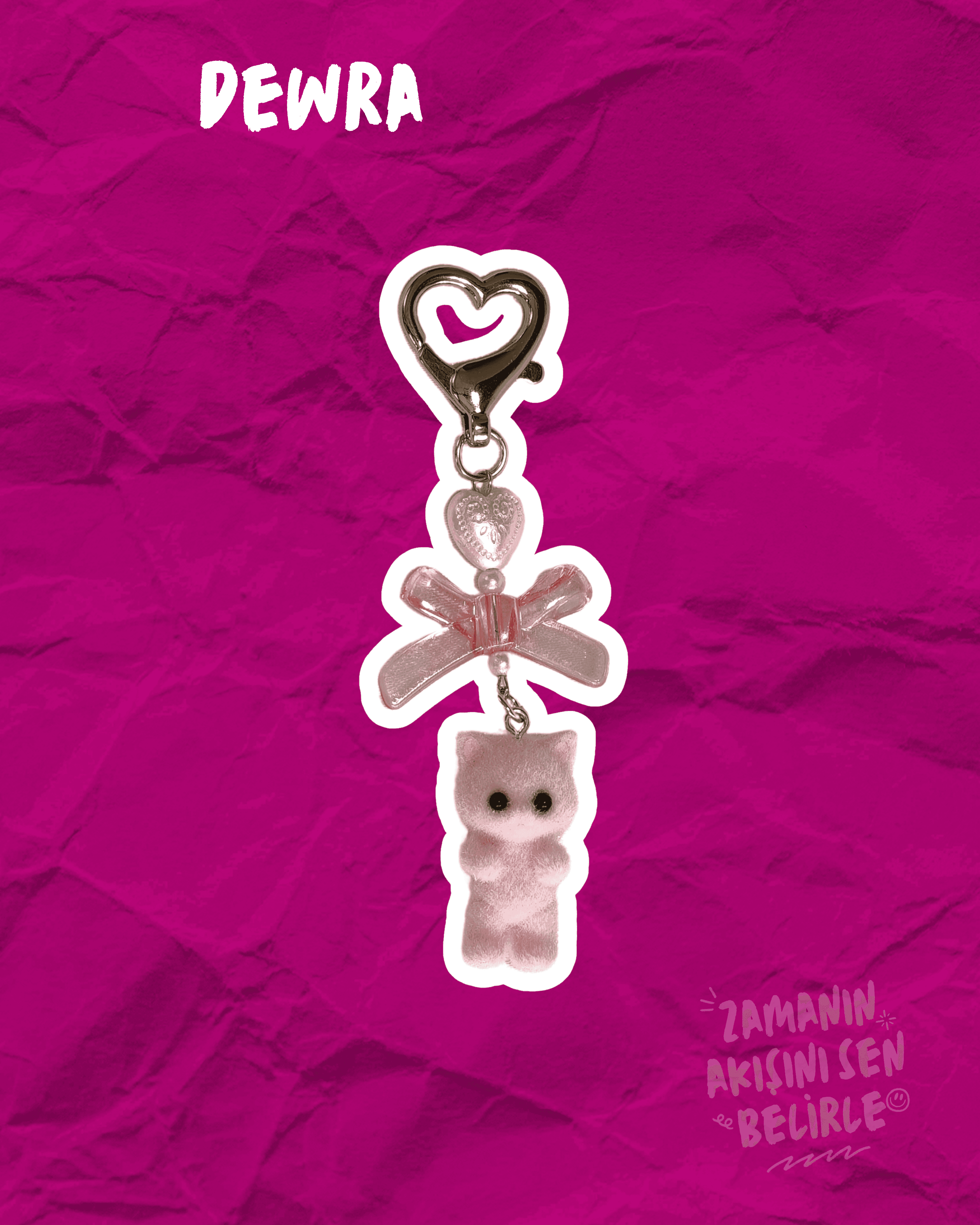 Pembe Sevimli Kedi Charm