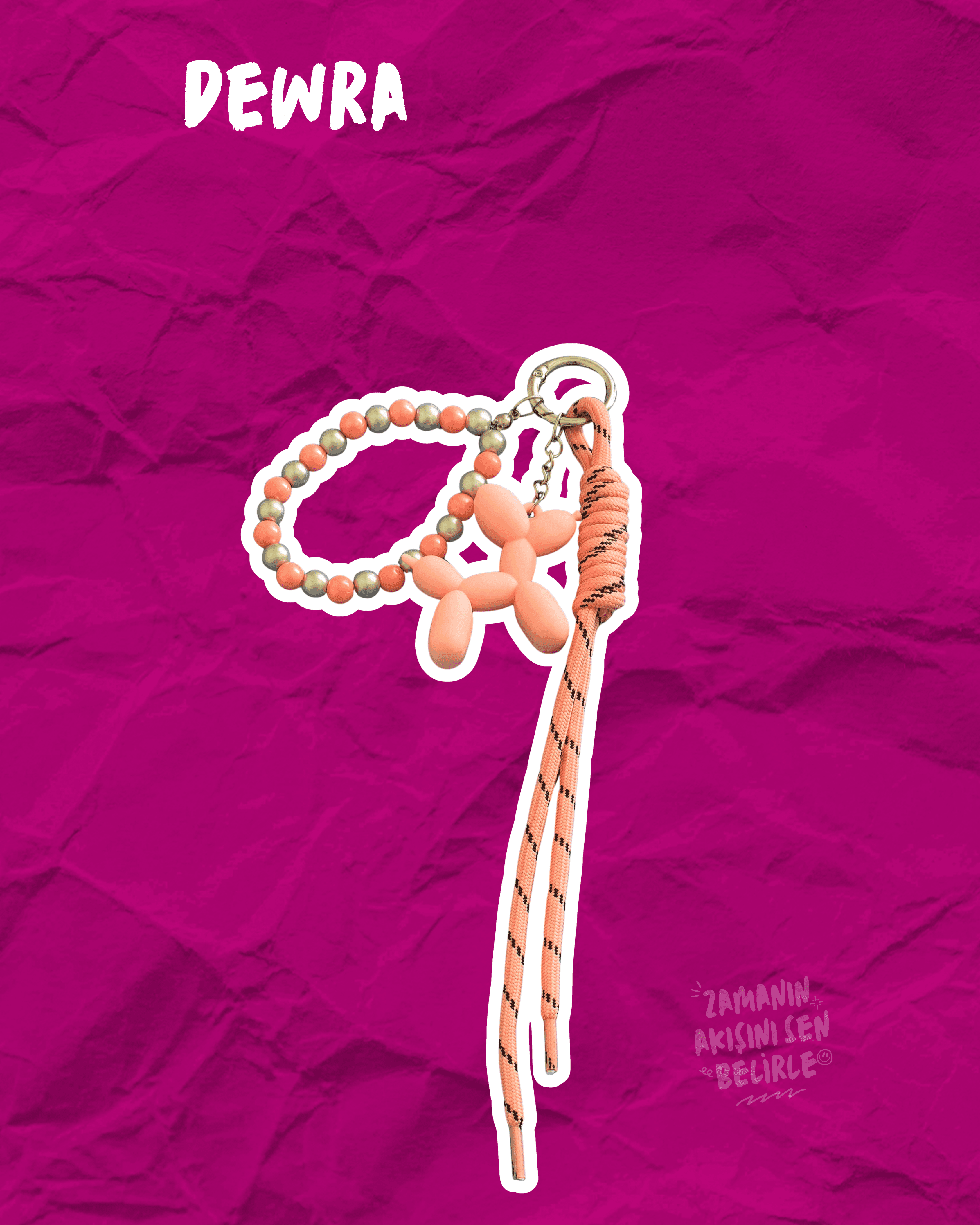 Peach Balloon Dog Çanta Charmı