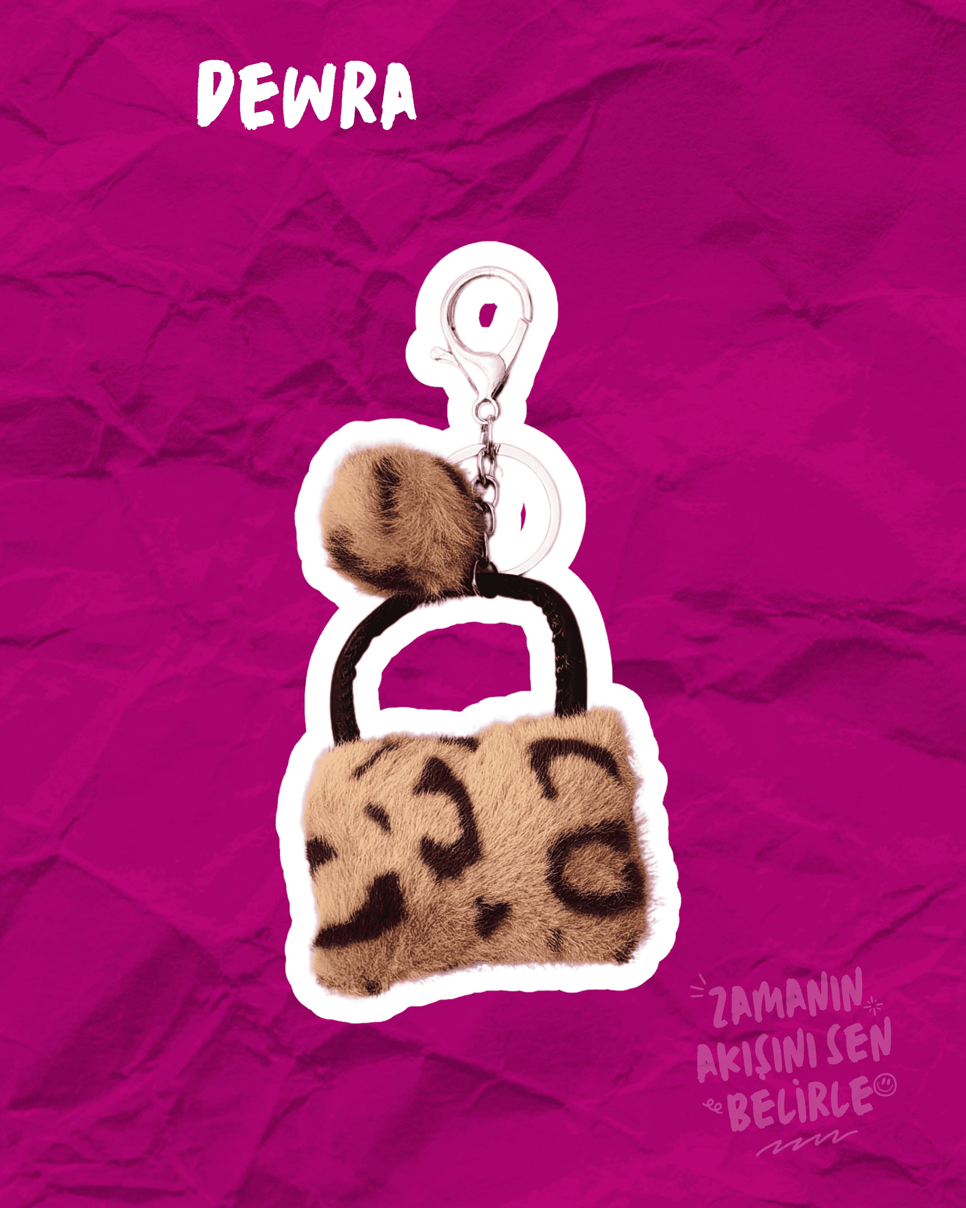 Şık Leopar Desenli Peluş Charm