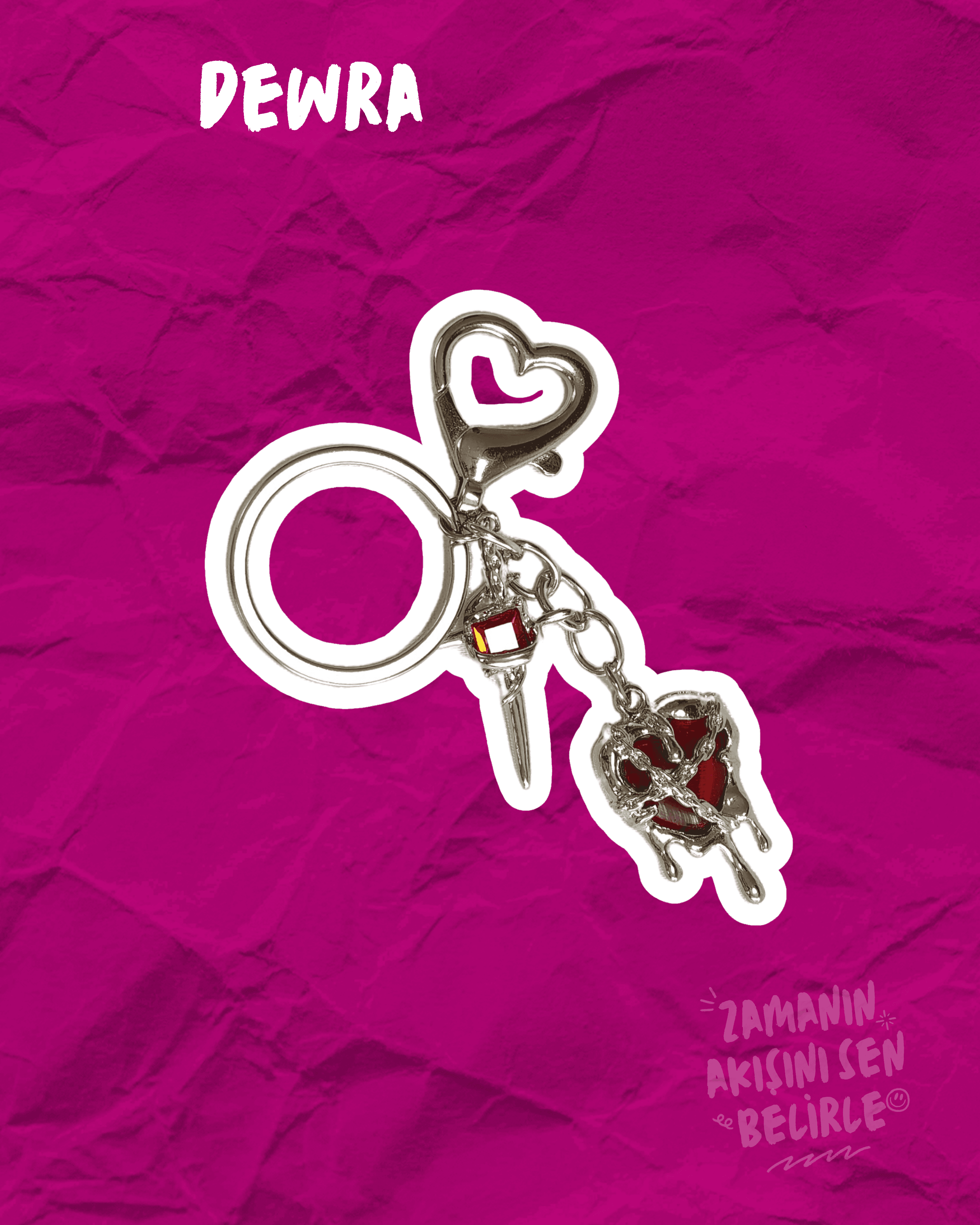 Y2K Esintili Aşk Kalbi Charm "Blood Heart"