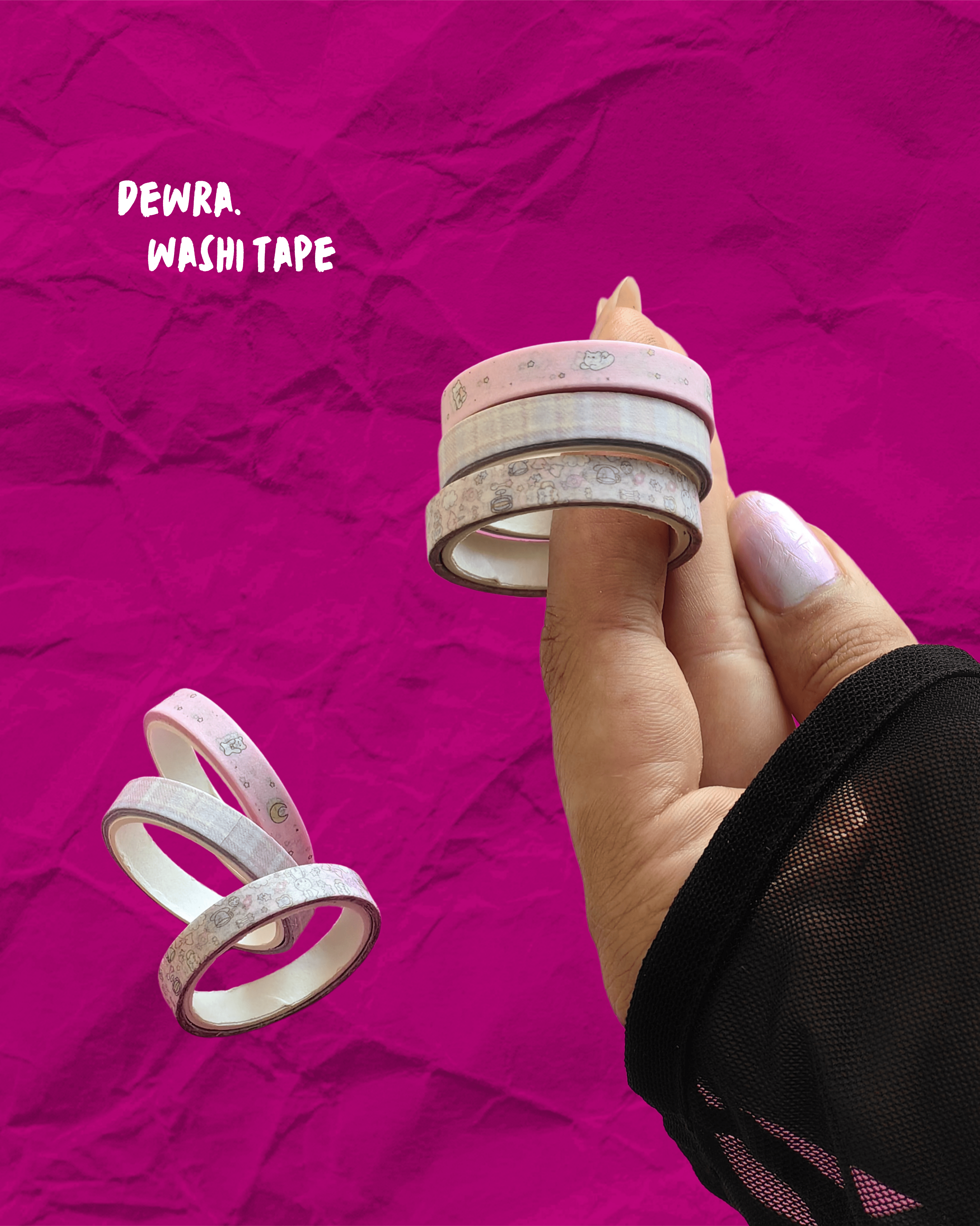 Sweet Kawaii – 3’lü Pembe Washi Tape Seti