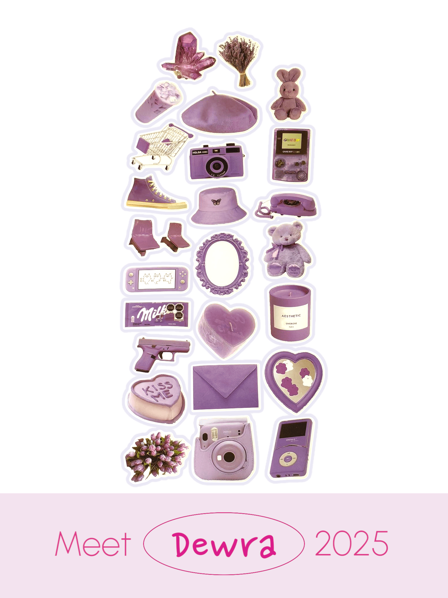 Mor Günlük Objeler Sticker Serisi 2.0