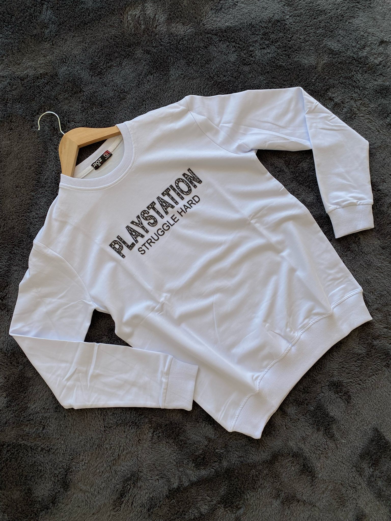 Playstation Kabartma Baskılı Sweatshirt - Beyaz